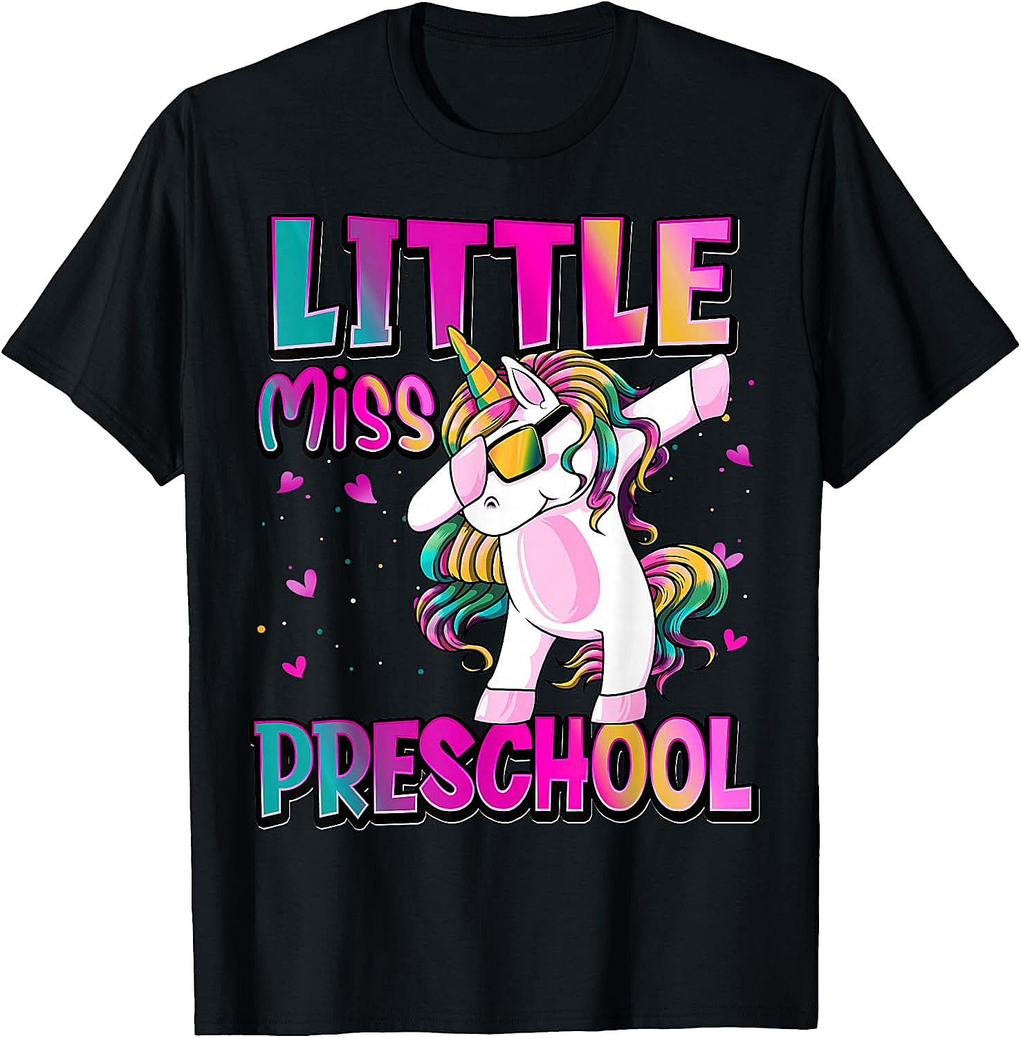 Little Miss Preschool Unicorn T-Shirt Back to School Girls Tee