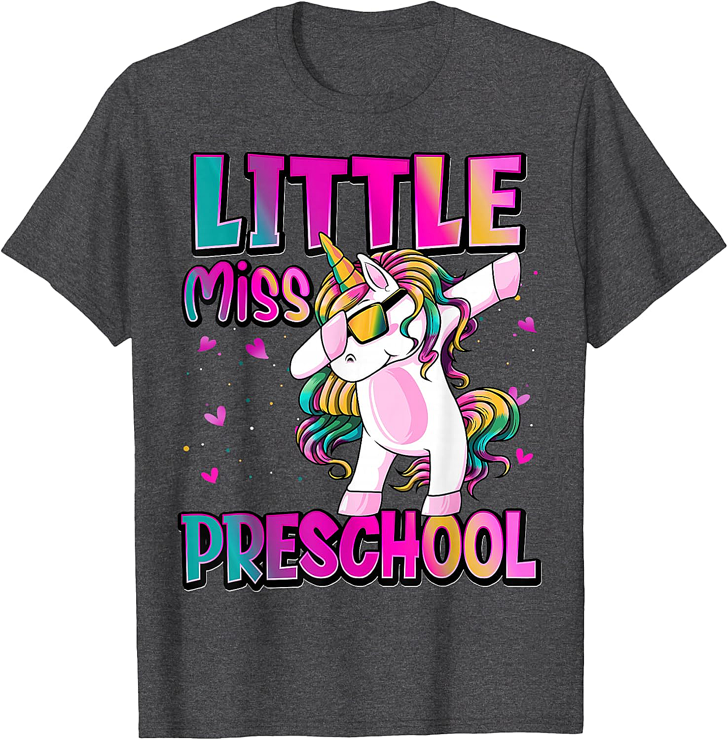 Little Miss Preschool Unicorn T-Shirt Back to School Girls Tee