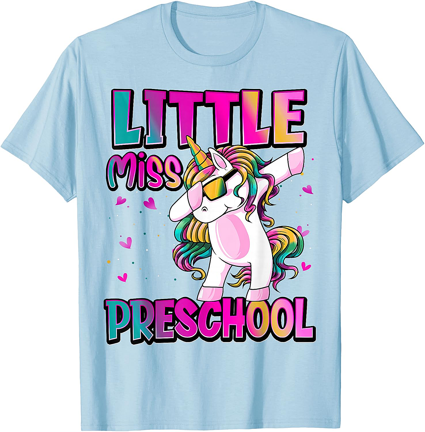 Little Miss Preschool Unicorn T-Shirt Back to School Girls Tee