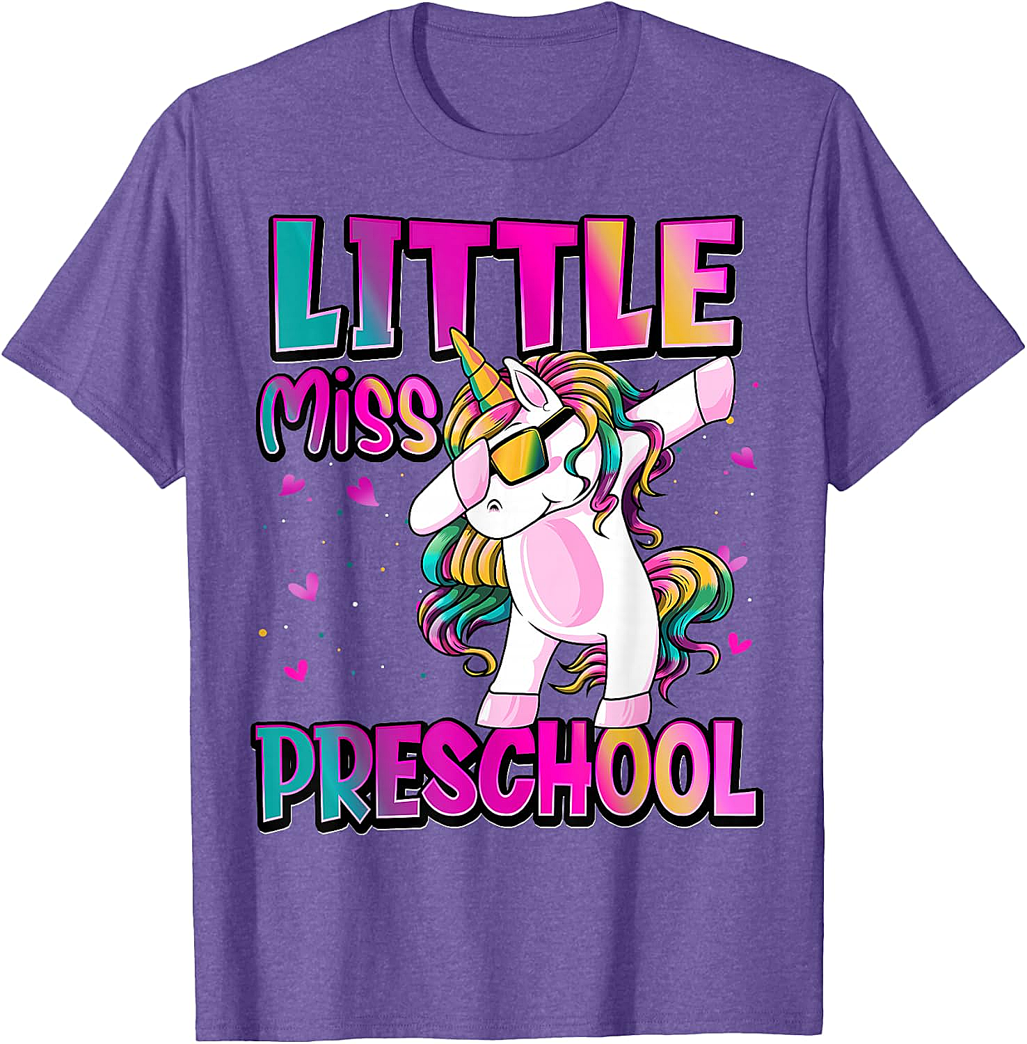 Little Miss Preschool Unicorn T-Shirt Back to School Girls Tee
