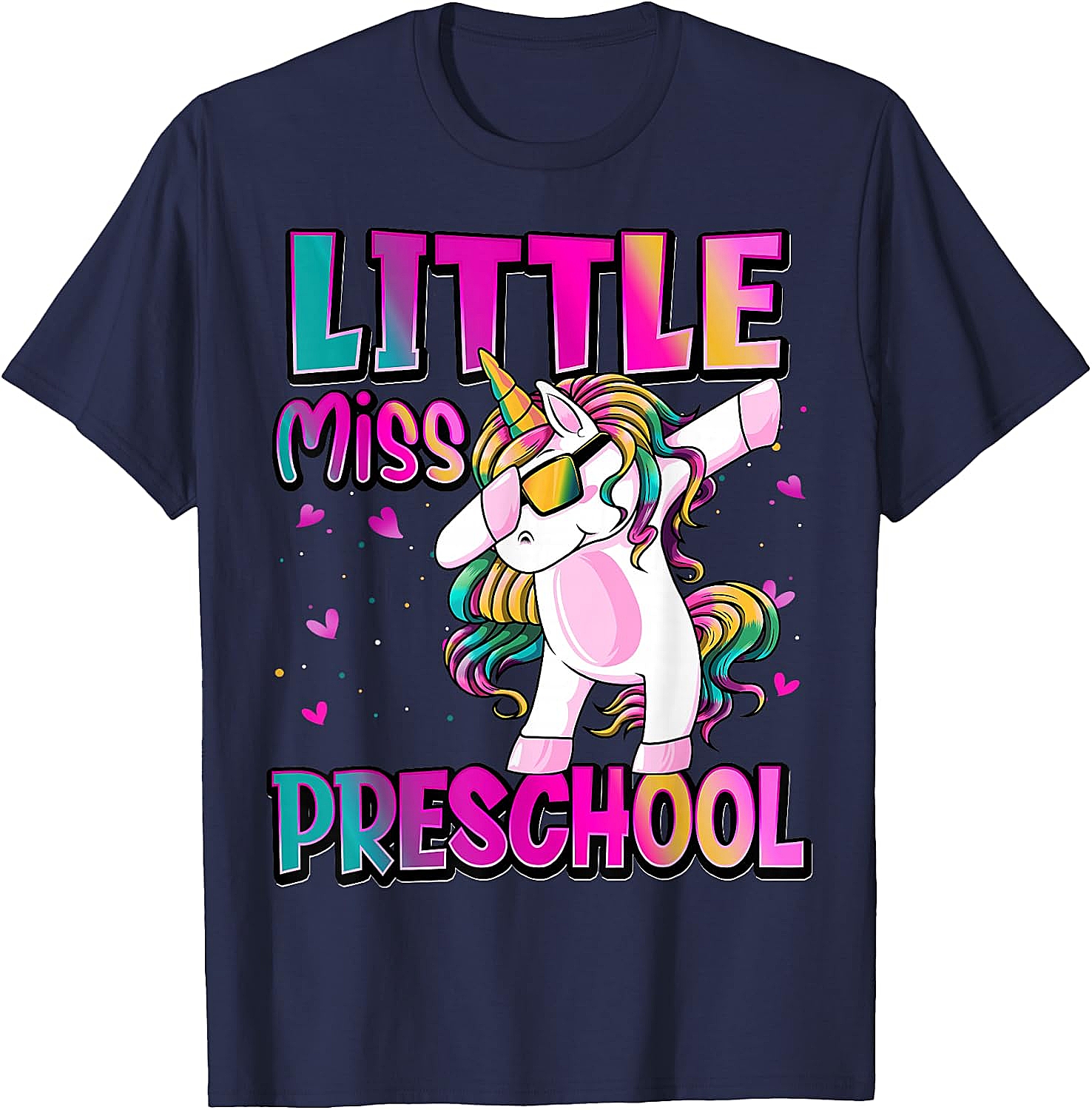 Little Miss Preschool Unicorn T-Shirt Back to School Girls Tee
