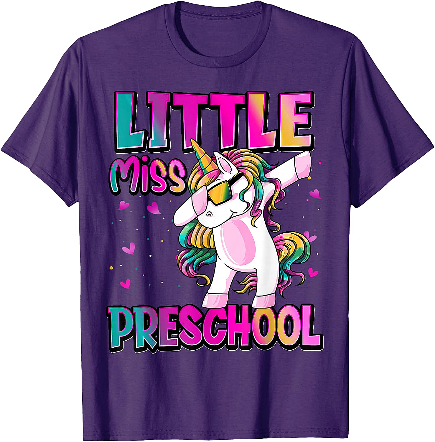 Little Miss Preschool Unicorn T-Shirt Back to School Girls Tee