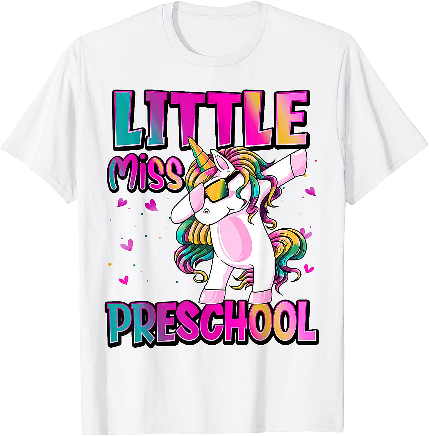 Little Miss Preschool Unicorn T-Shirt Back to School Girls Tee