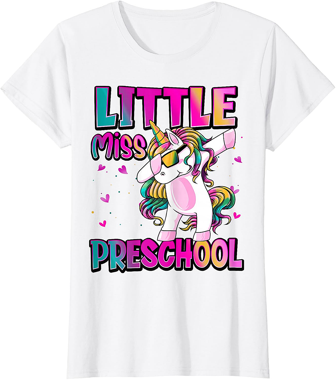 Little Miss Preschool Unicorn T-Shirt Back to School Girls Tee