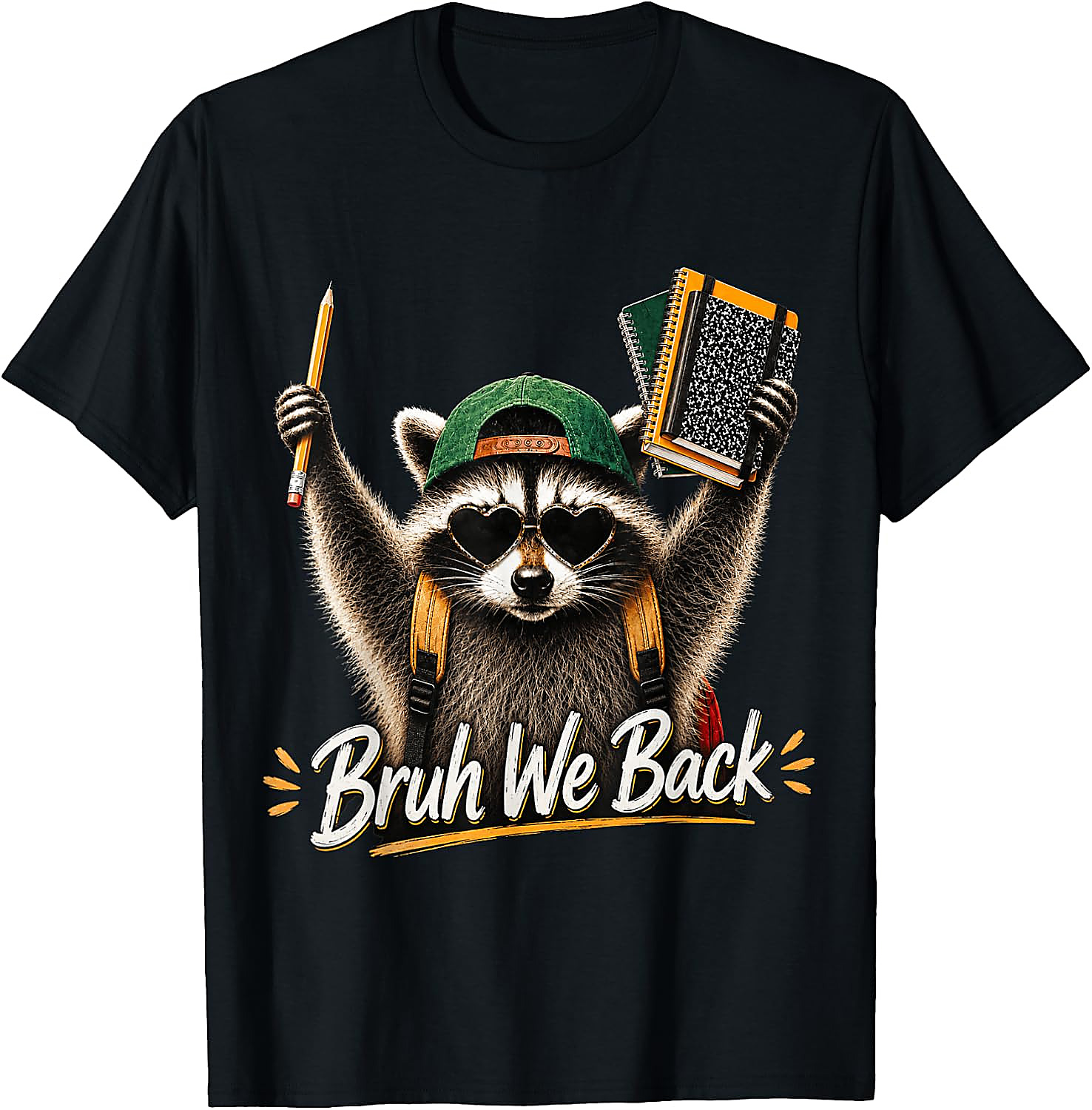 Funny Raccoon Back to School Bruh We Back T-Shirt
