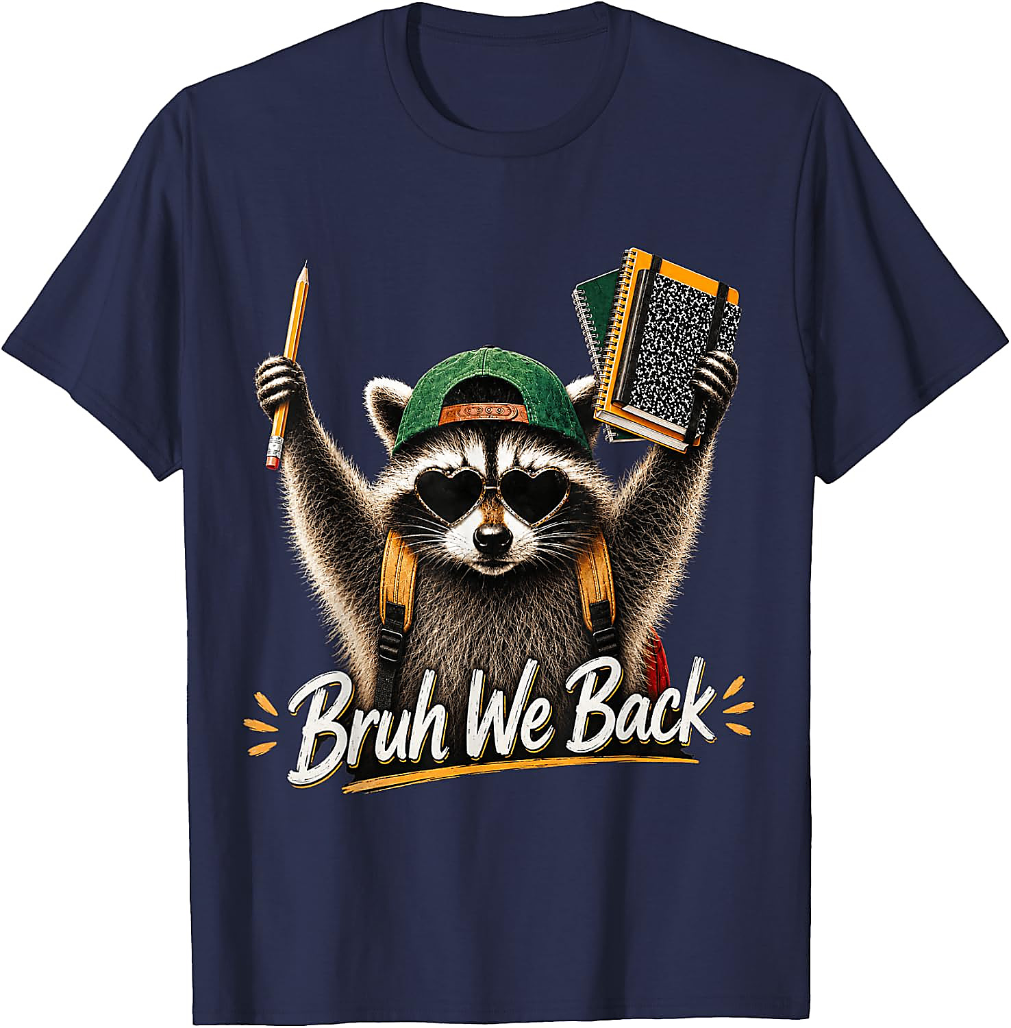 Funny Raccoon Back to School Bruh We Back T-Shirt