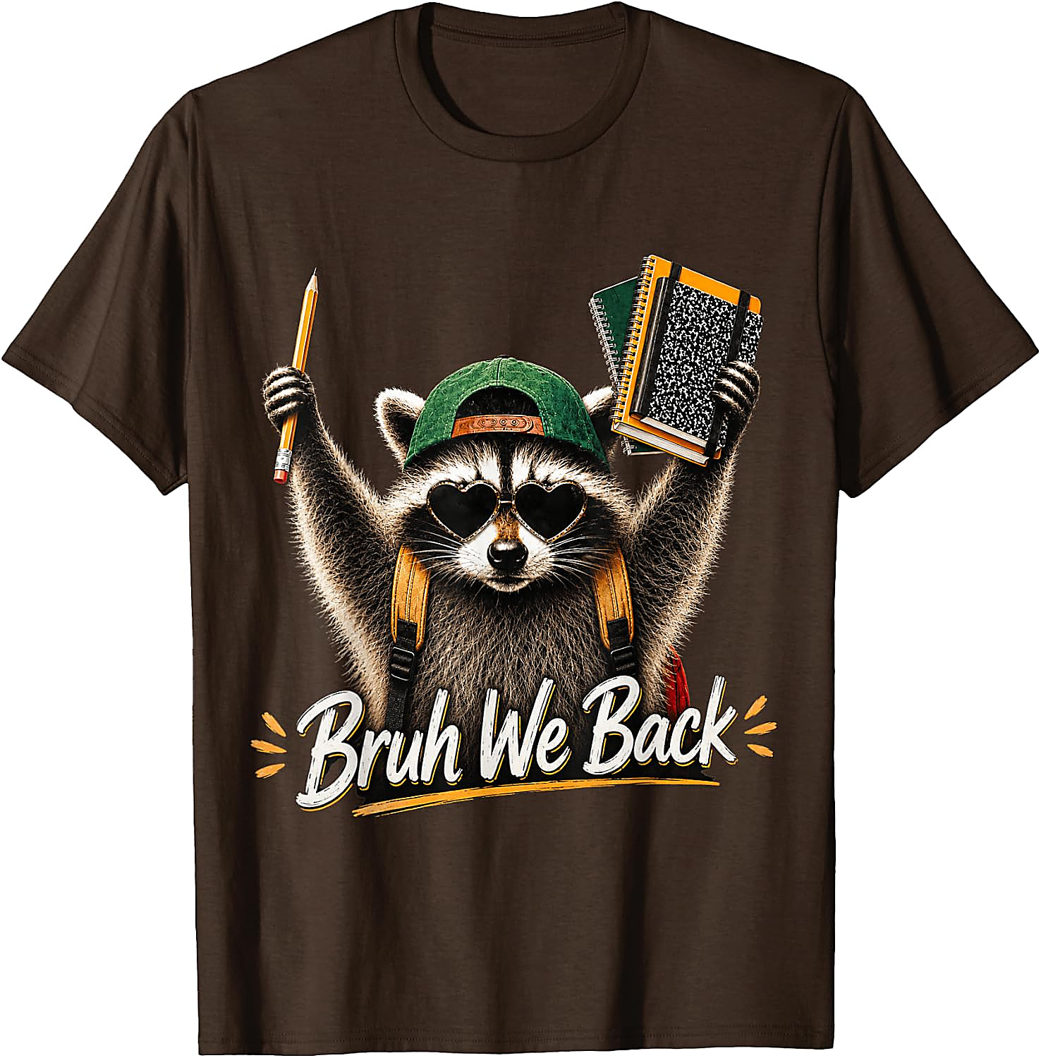 Funny Raccoon Back to School Bruh We Back T-Shirt