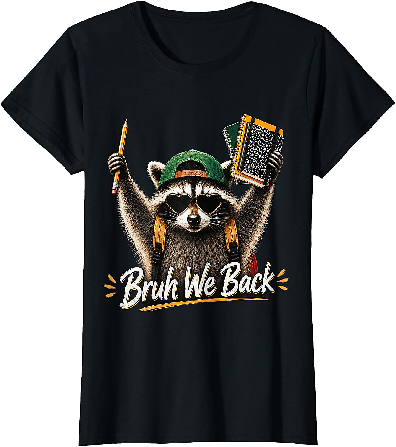 Funny Raccoon Back to School Bruh We Back T-Shirt