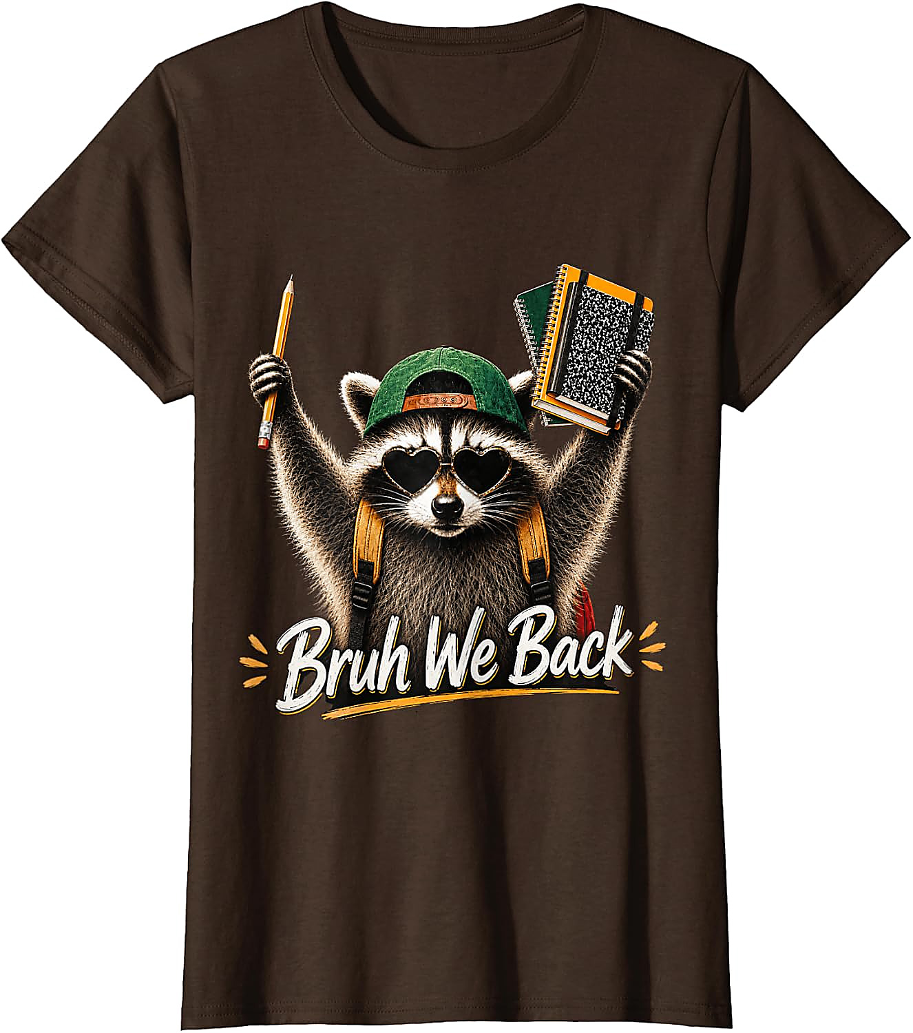 Funny Raccoon Back to School Bruh We Back T-Shirt