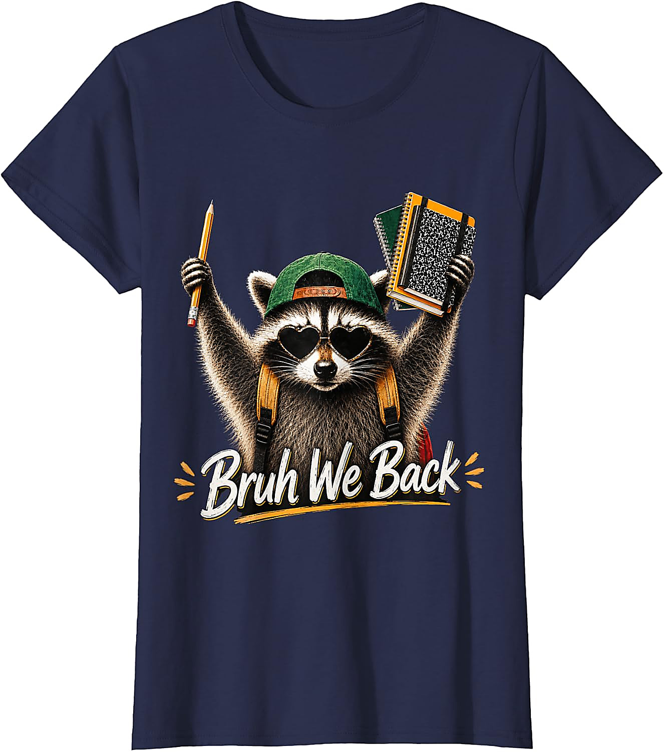 Funny Raccoon Back to School Bruh We Back T-Shirt