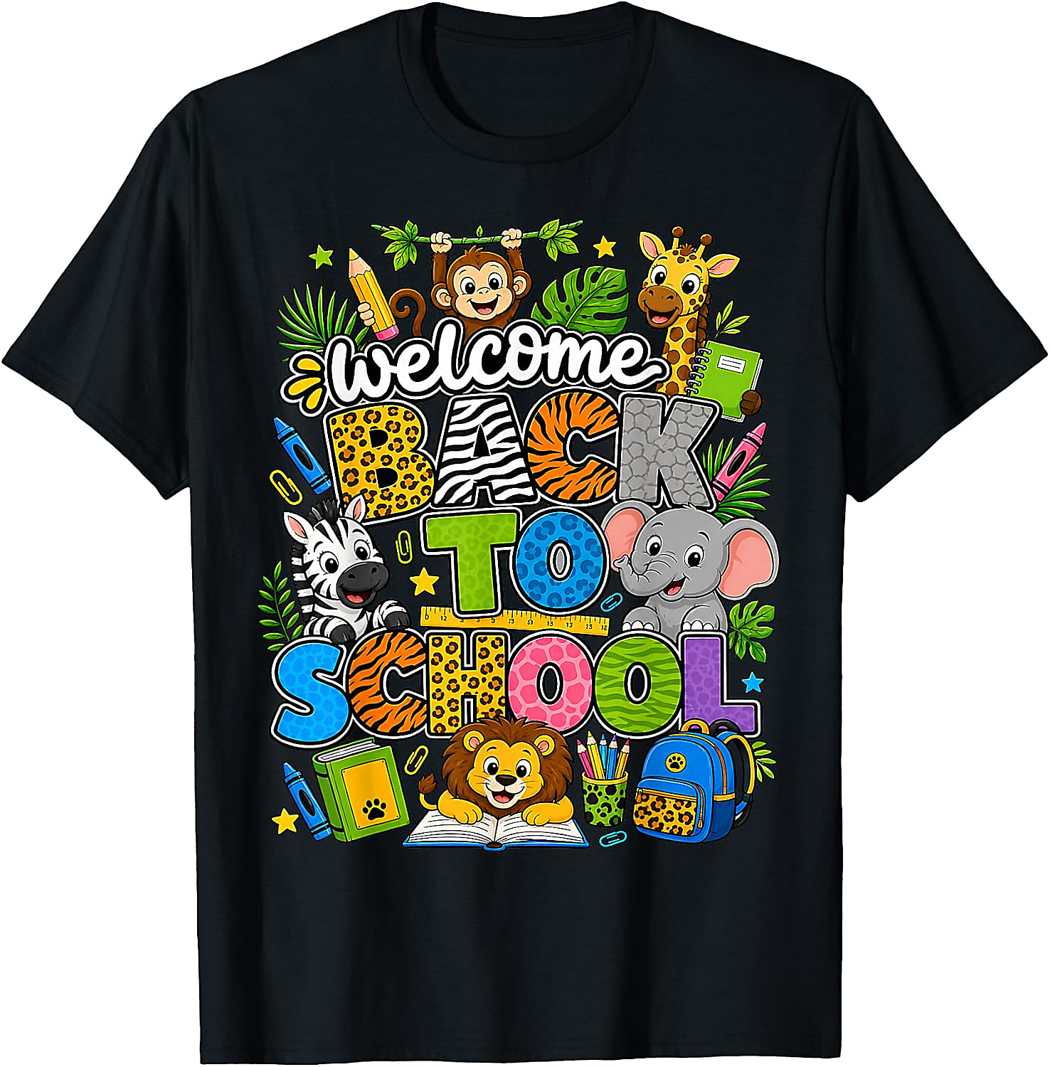 Back to School Safari Animals T-Shirt for Teachers & Kids