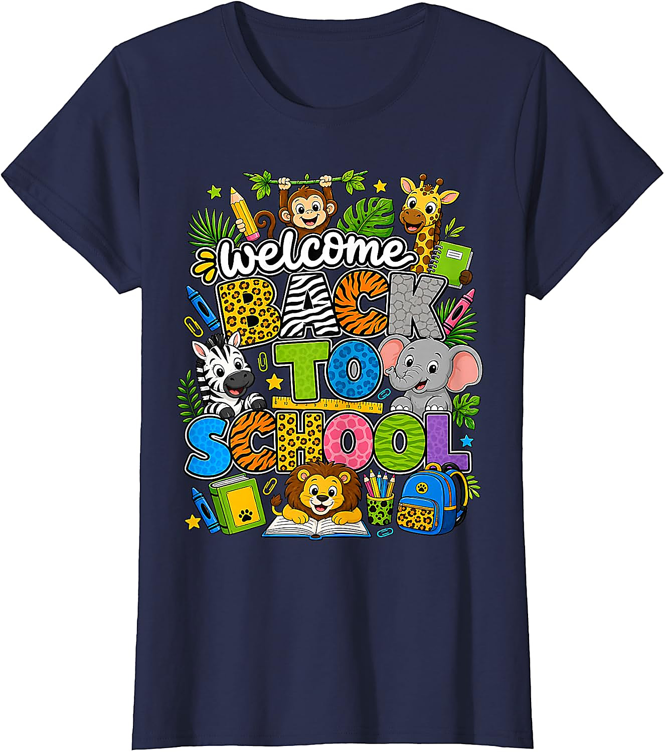 Back to School Safari Animals T-Shirt for Teachers & Kids