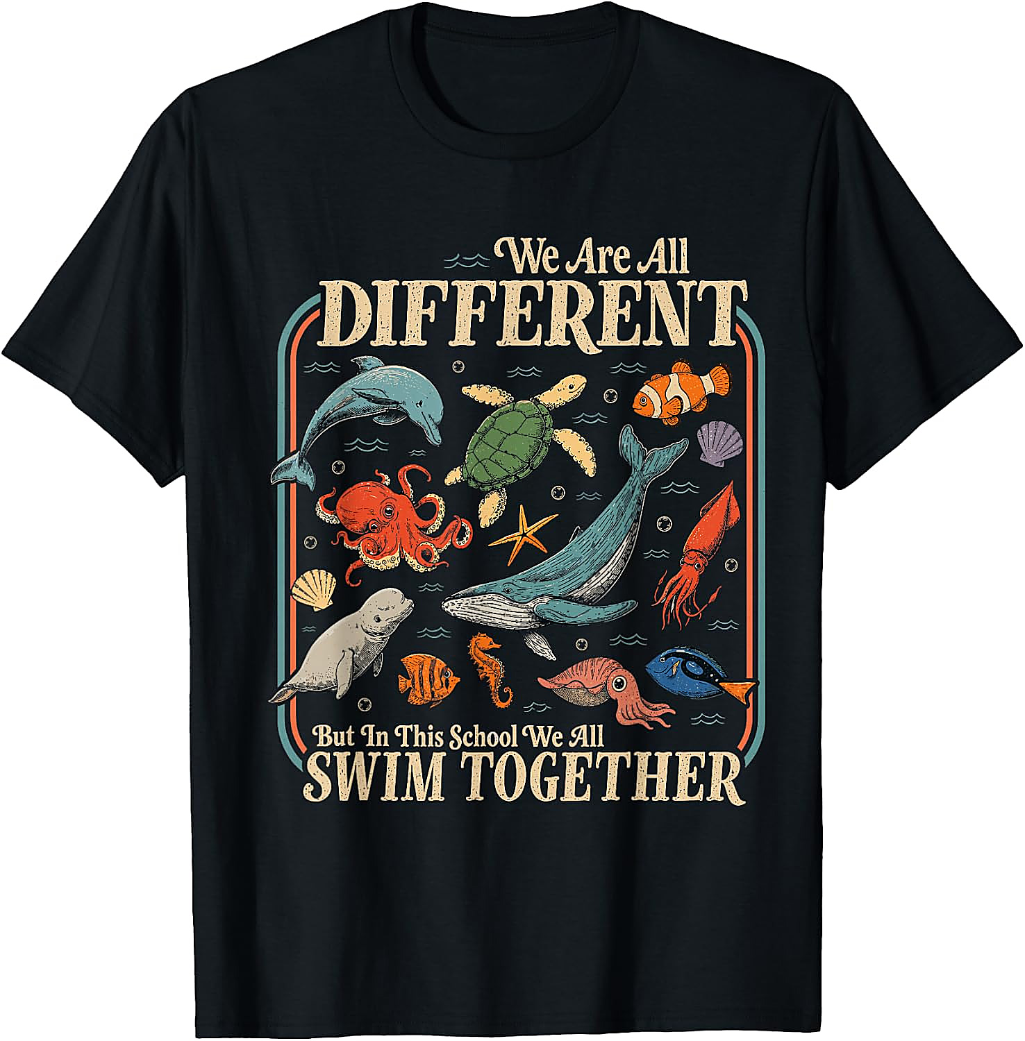 Teacher Ocean Animals Diversity T-Shirt | Back to School Tee