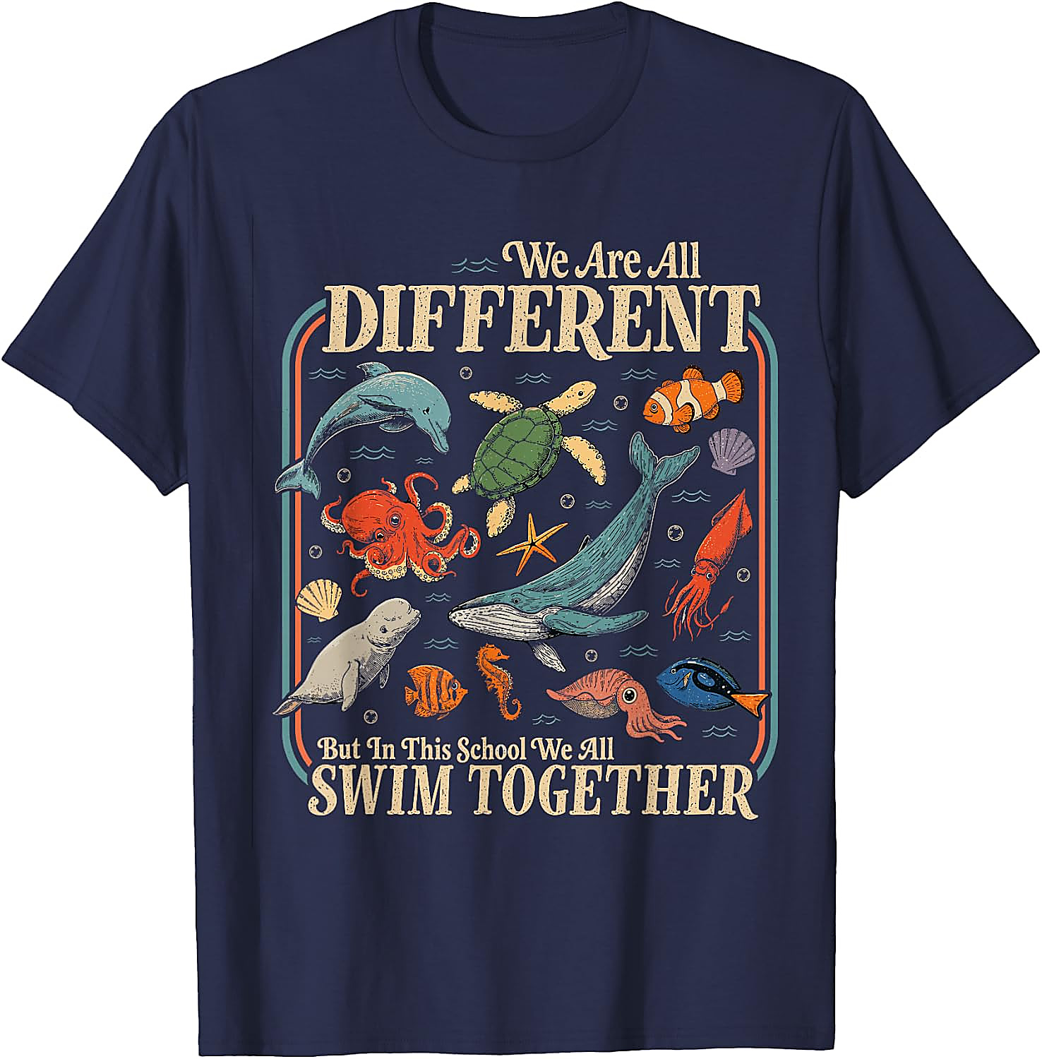 Teacher Ocean Animals Diversity T-Shirt | Back to School Tee