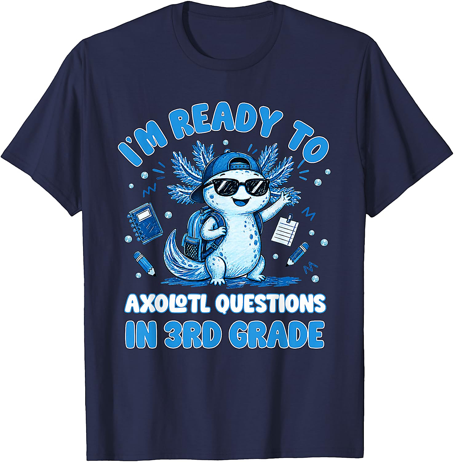 3rd Grade Axolotl T-Shirt | Funny Back to School Tee for Kids