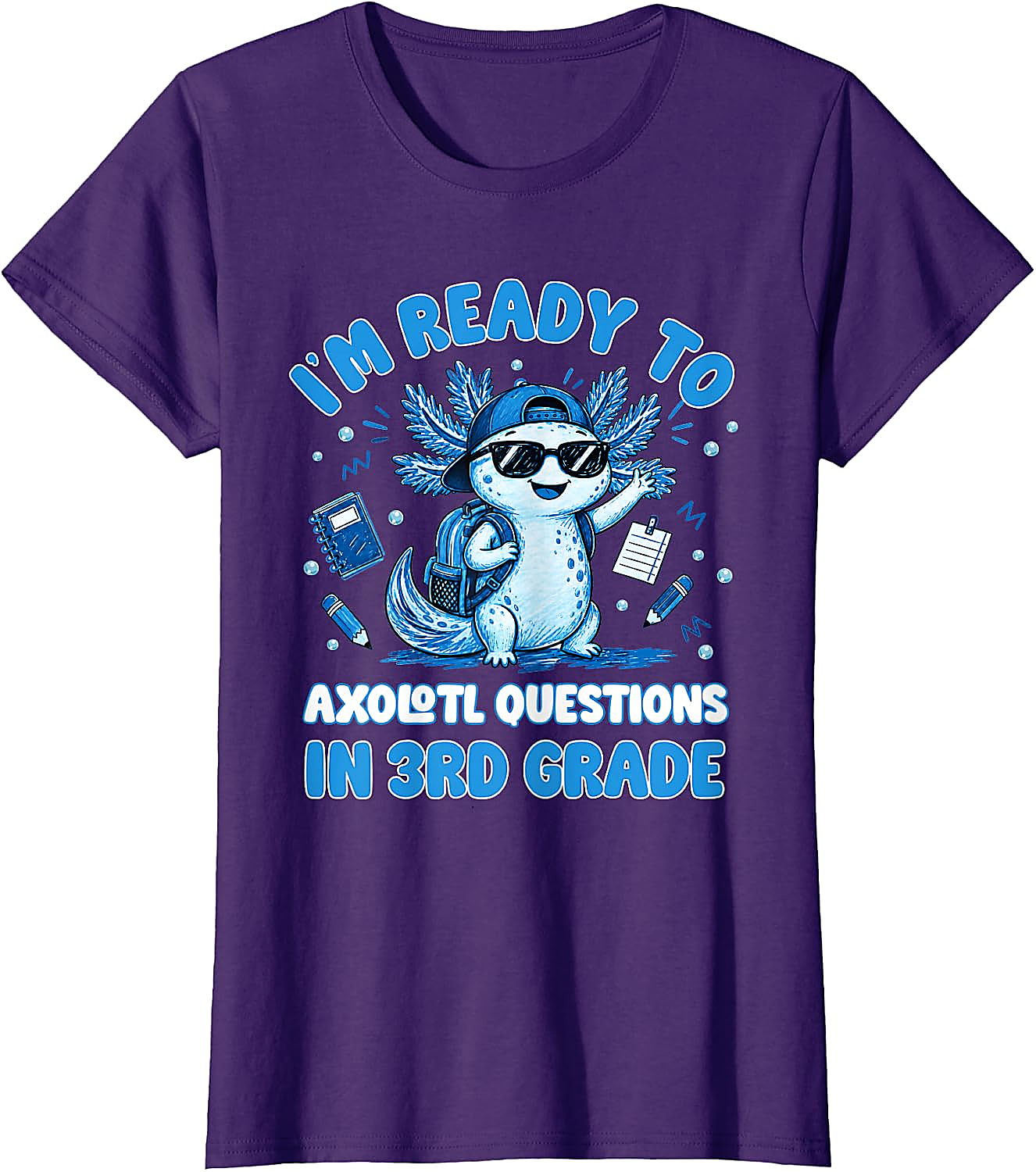 3rd Grade Axolotl T-Shirt | Funny Back to School Tee for Kids