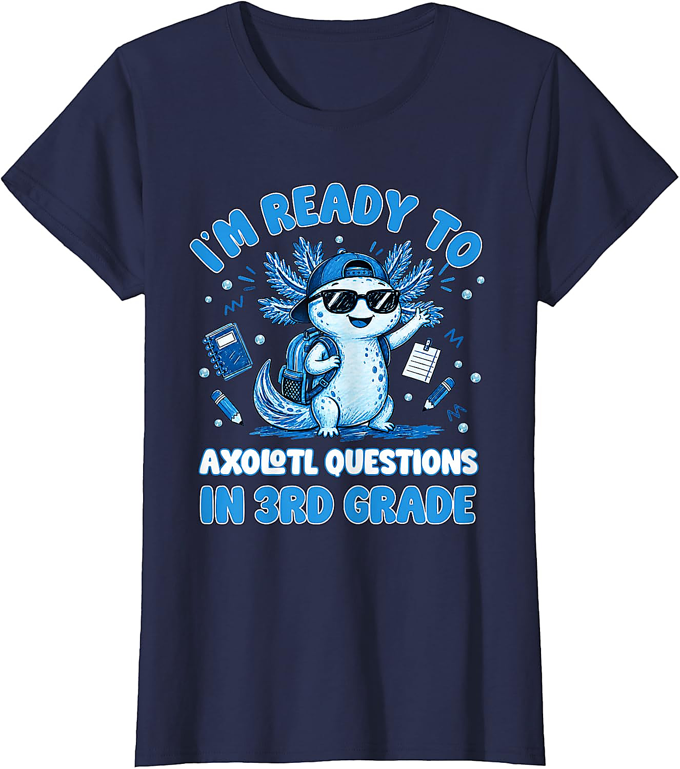 3rd Grade Axolotl T-Shirt | Funny Back to School Tee for Kids
