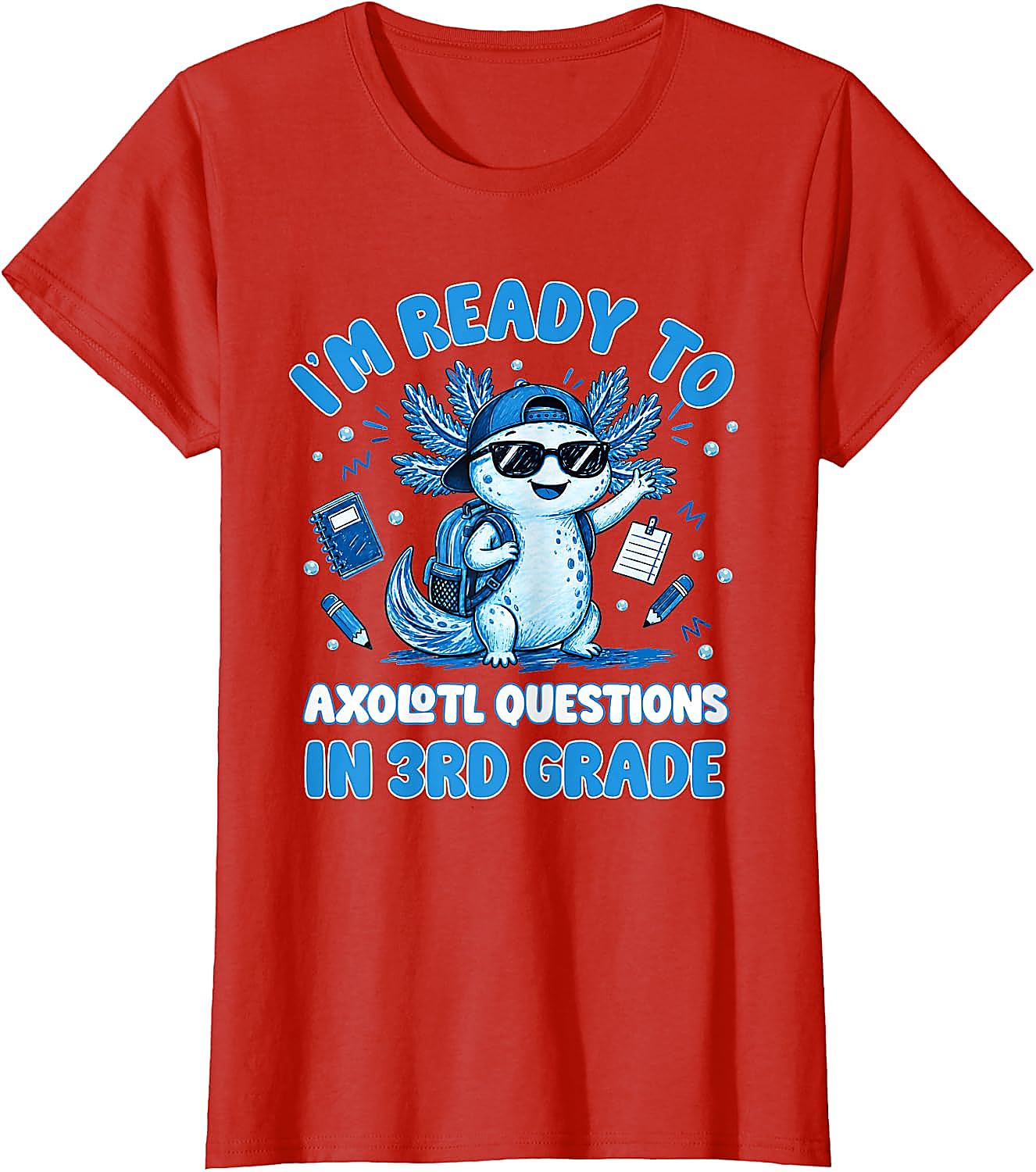 3rd Grade Axolotl T-Shirt | Funny Back to School Tee for Kids