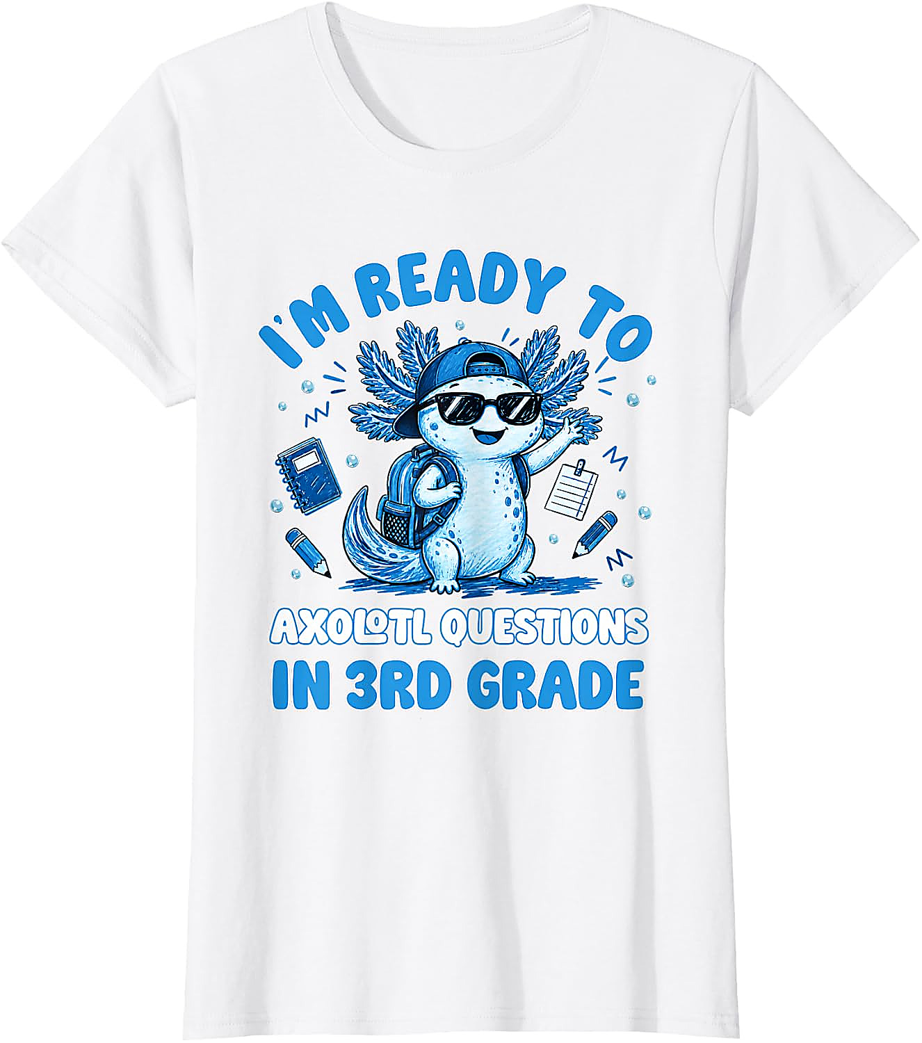 3rd Grade Axolotl T-Shirt | Funny Back to School Tee for Kids
