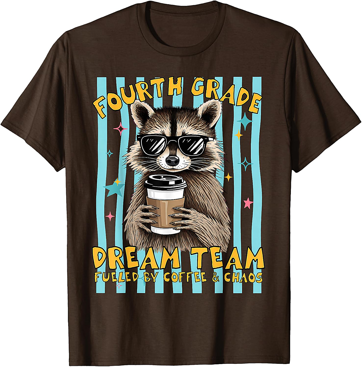 Fourth Grade Dream Team Teacher T-Shirt | Funny Raccoon Tee