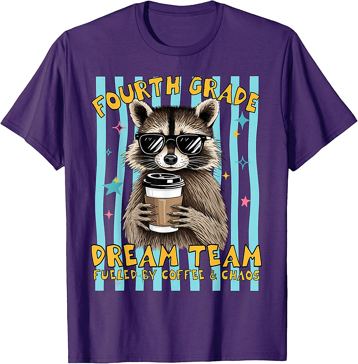 Fourth Grade Dream Team Teacher T-Shirt | Funny Raccoon Tee