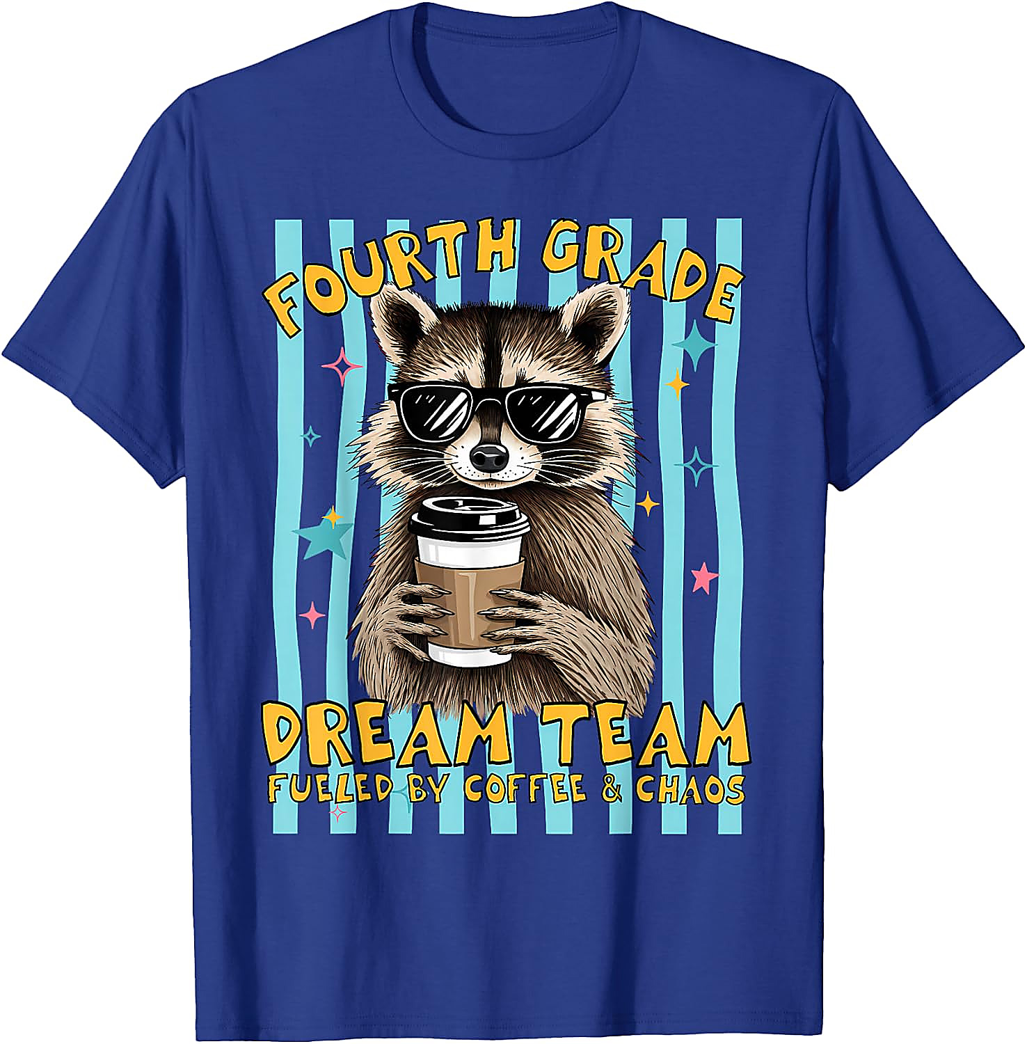 Fourth Grade Dream Team Teacher T-Shirt | Funny Raccoon Tee