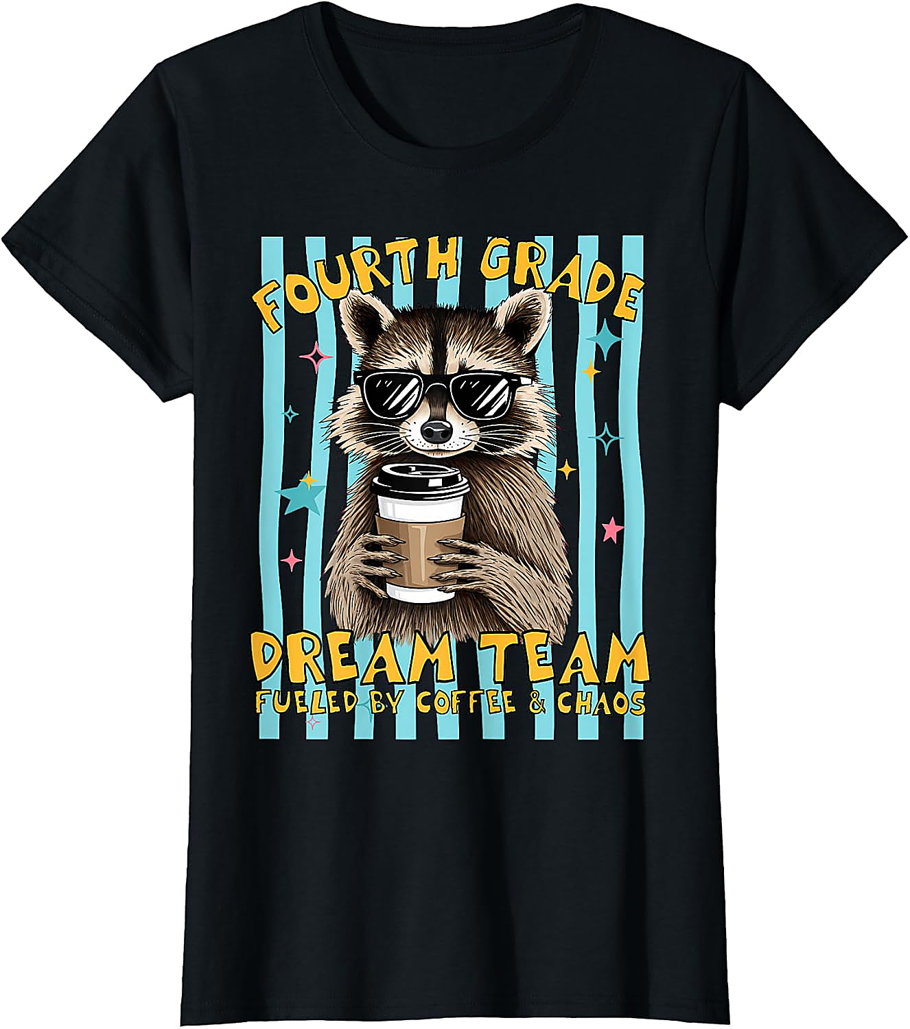 Fourth Grade Dream Team Teacher T-Shirt | Funny Raccoon Tee