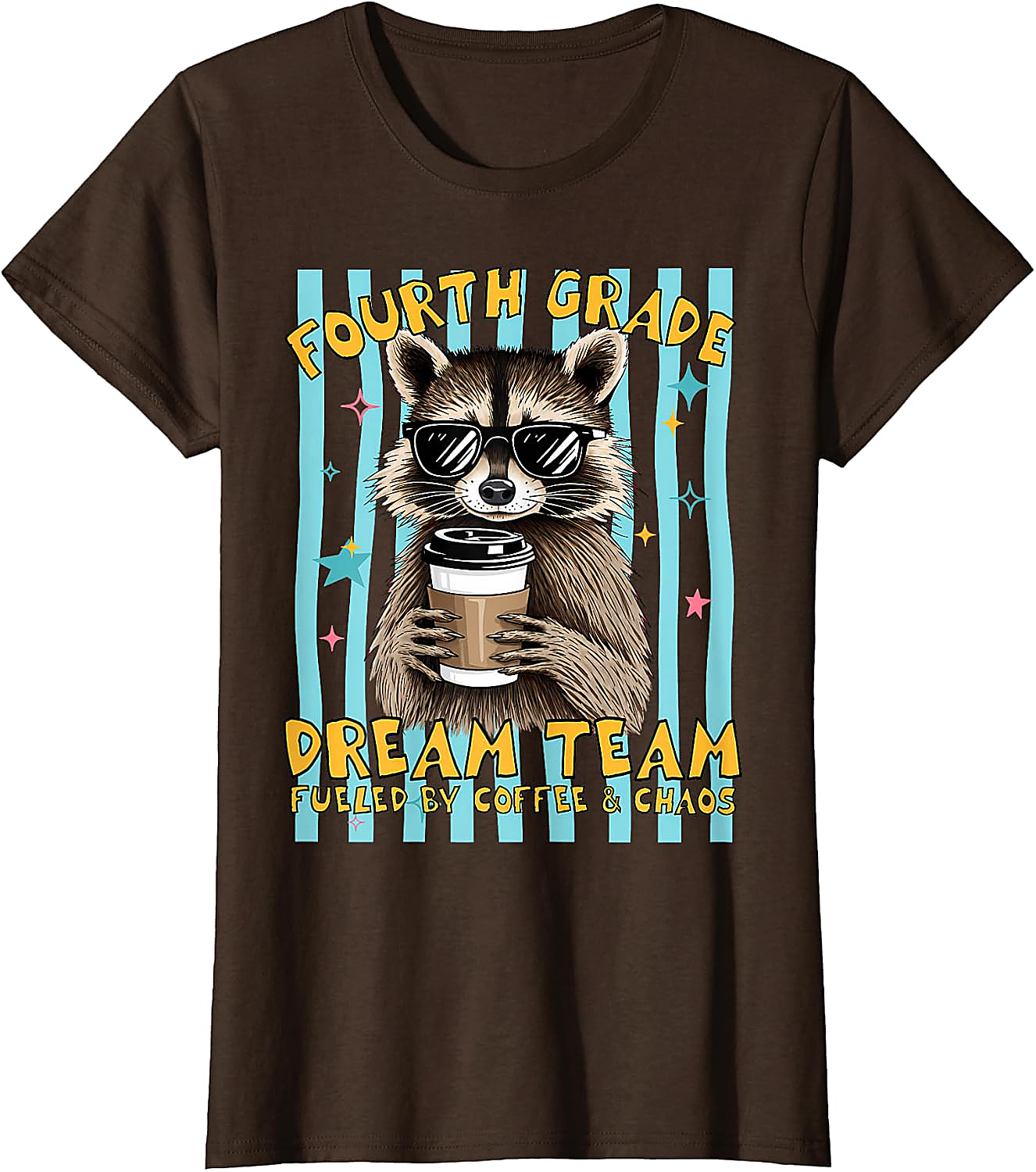 Fourth Grade Dream Team Teacher T-Shirt | Funny Raccoon Tee