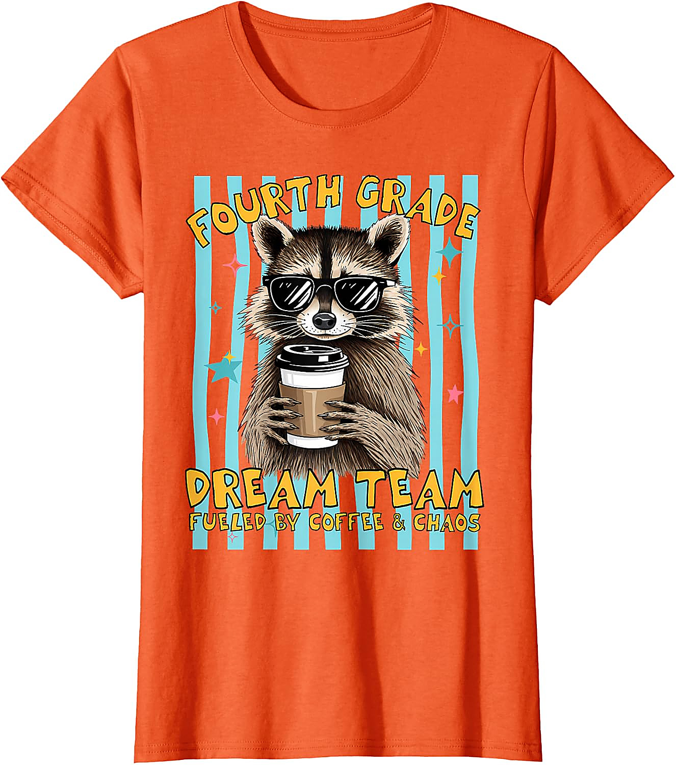 Fourth Grade Dream Team Teacher T-Shirt | Funny Raccoon Tee