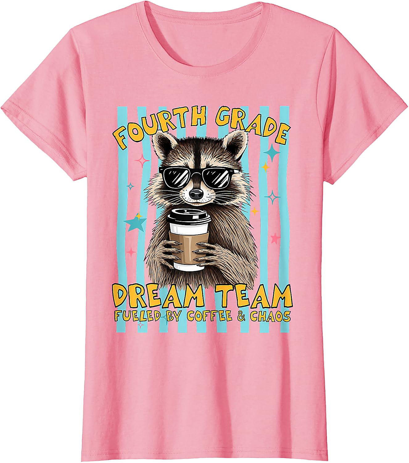 Fourth Grade Dream Team Teacher T-Shirt | Funny Raccoon Tee
