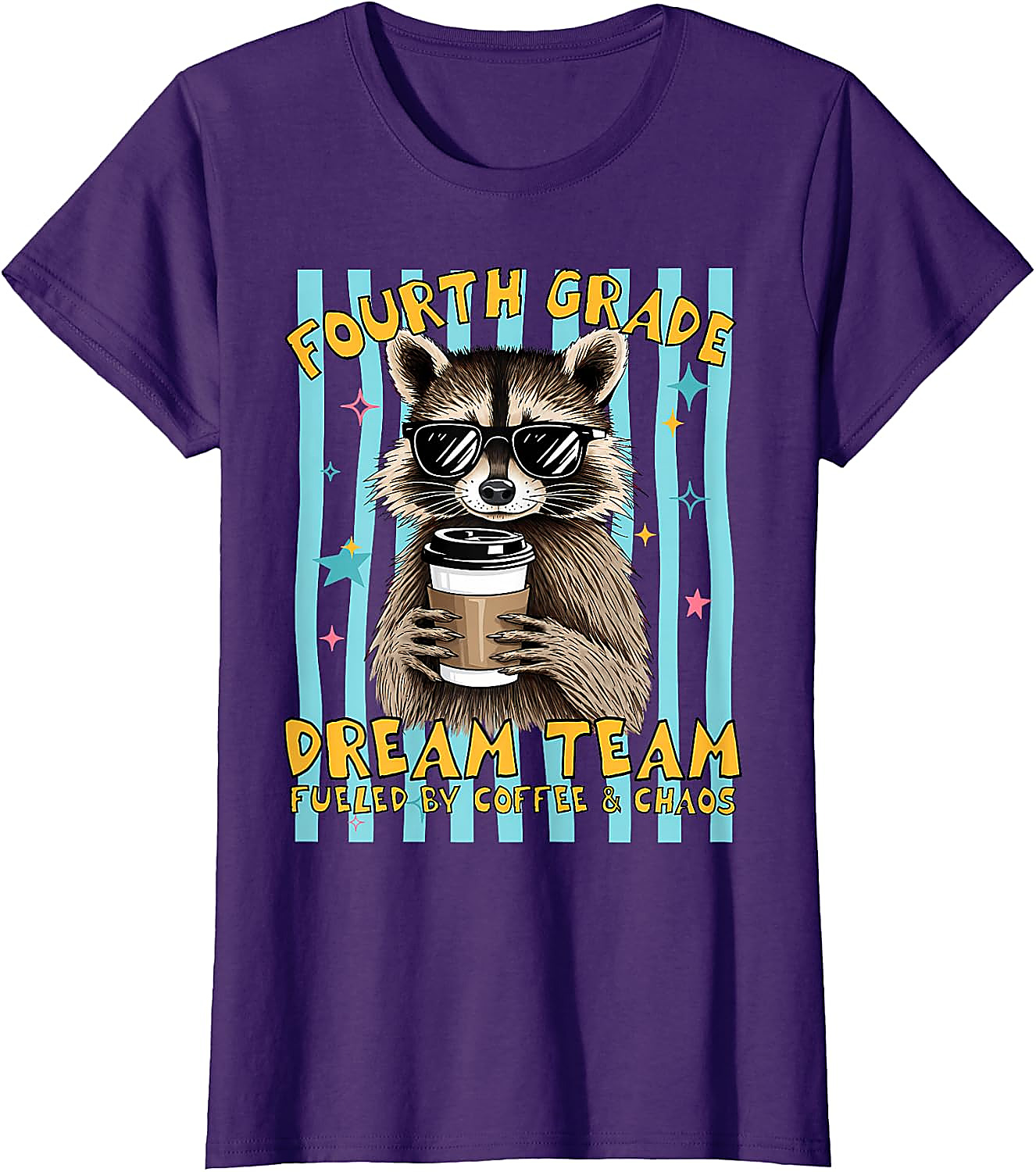 Fourth Grade Dream Team Teacher T-Shirt | Funny Raccoon Tee