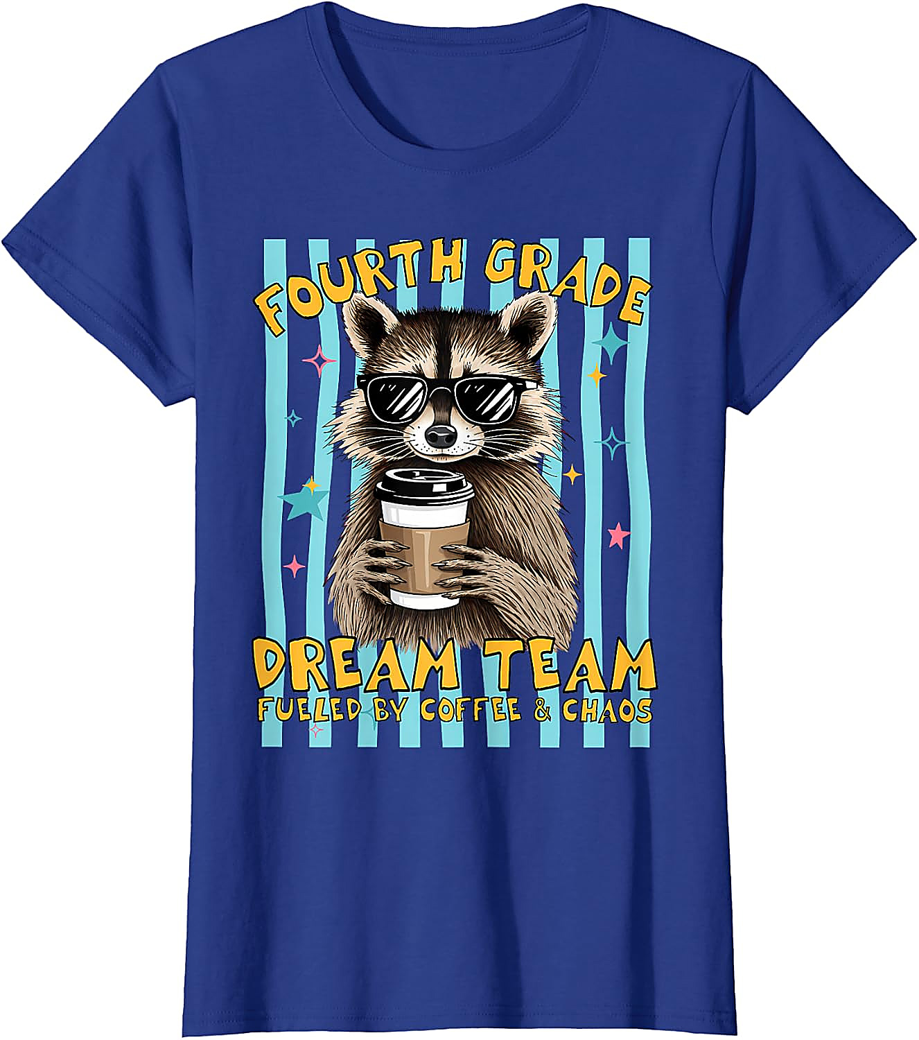 Fourth Grade Dream Team Teacher T-Shirt | Funny Raccoon Tee