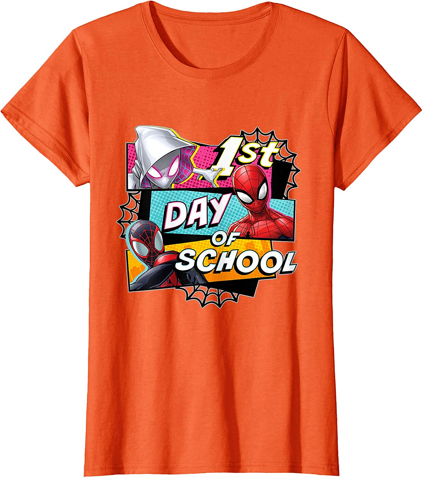 Marvel Spider-Verse 1st Day of School Kids' Orange Tee