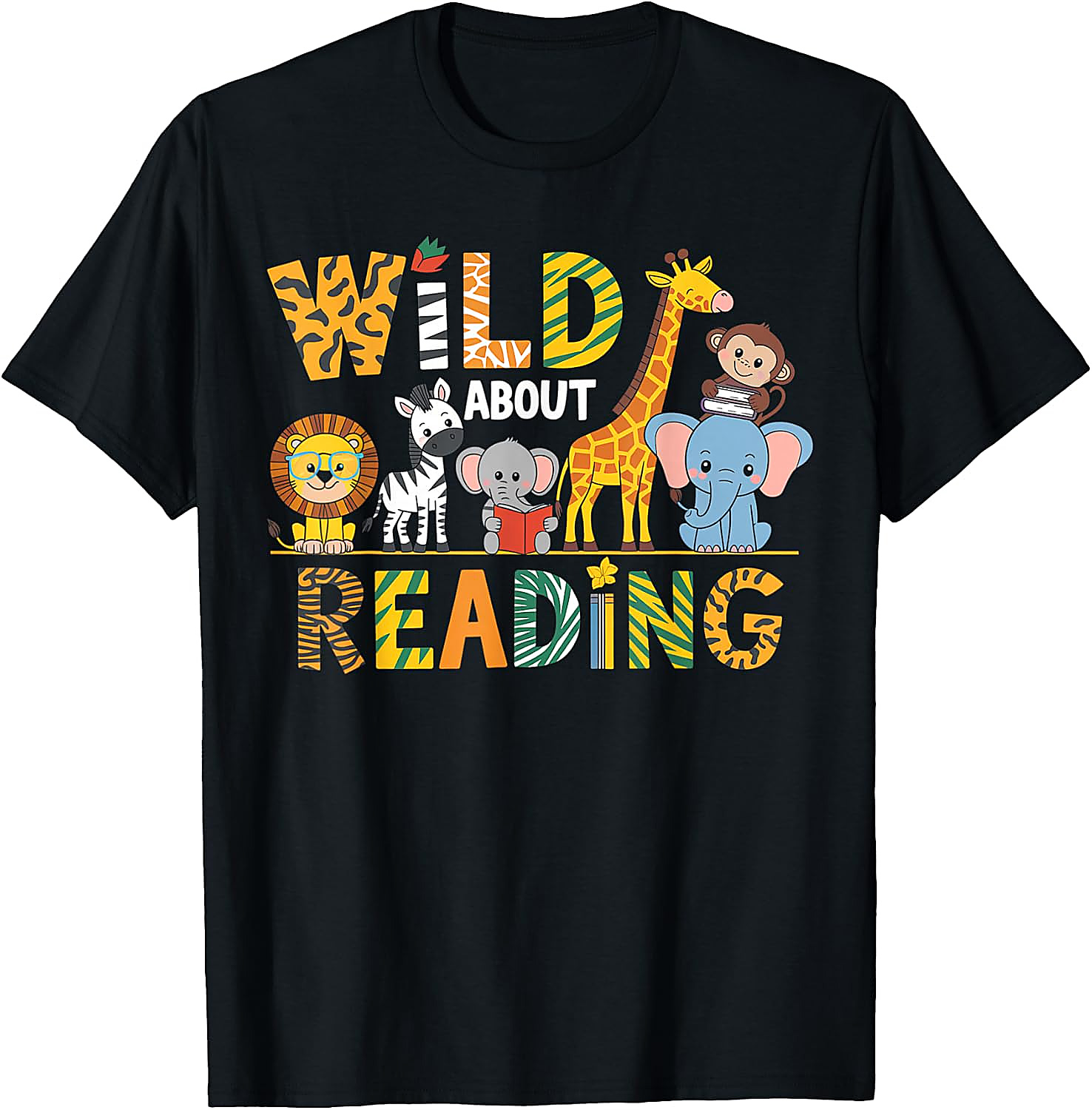 Wild About Reading T-Shirt | Animal Book Lover Tee