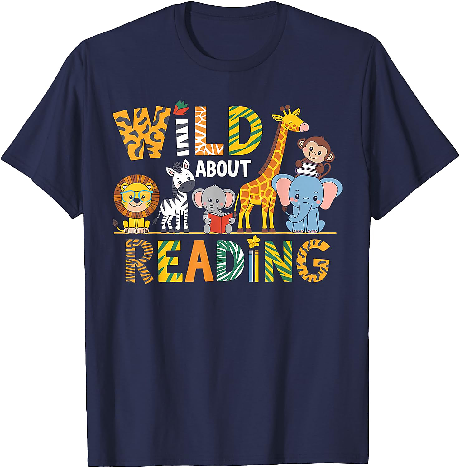 Wild About Reading T-Shirt | Animal Book Lover Tee