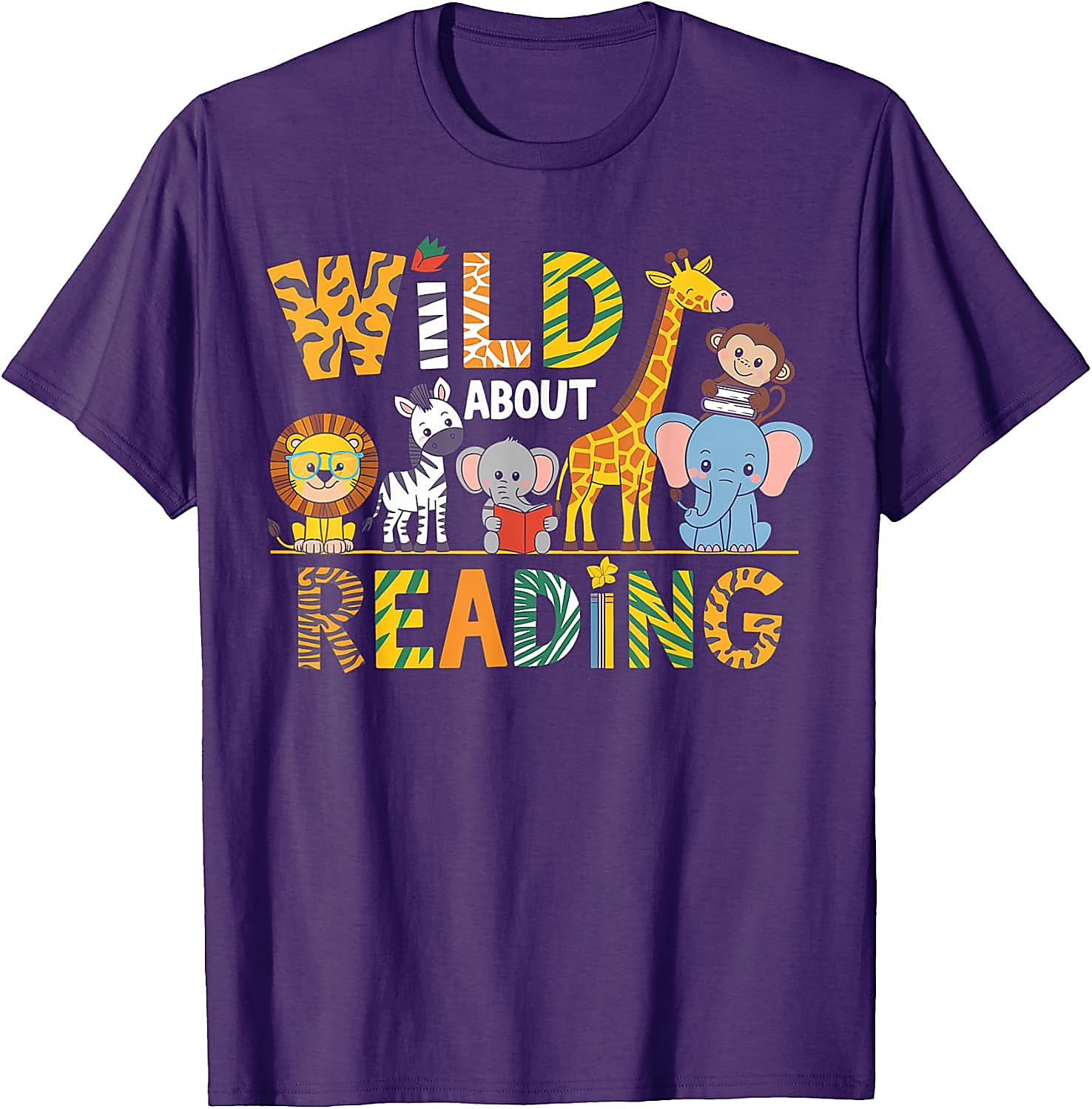 Wild About Reading T-Shirt | Animal Book Lover Tee