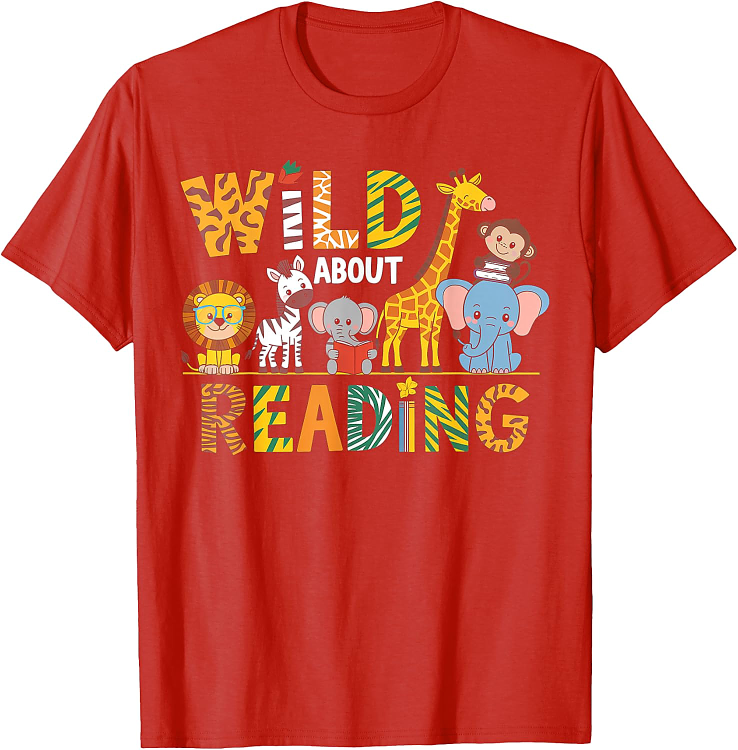 Wild About Reading T-Shirt | Animal Book Lover Tee