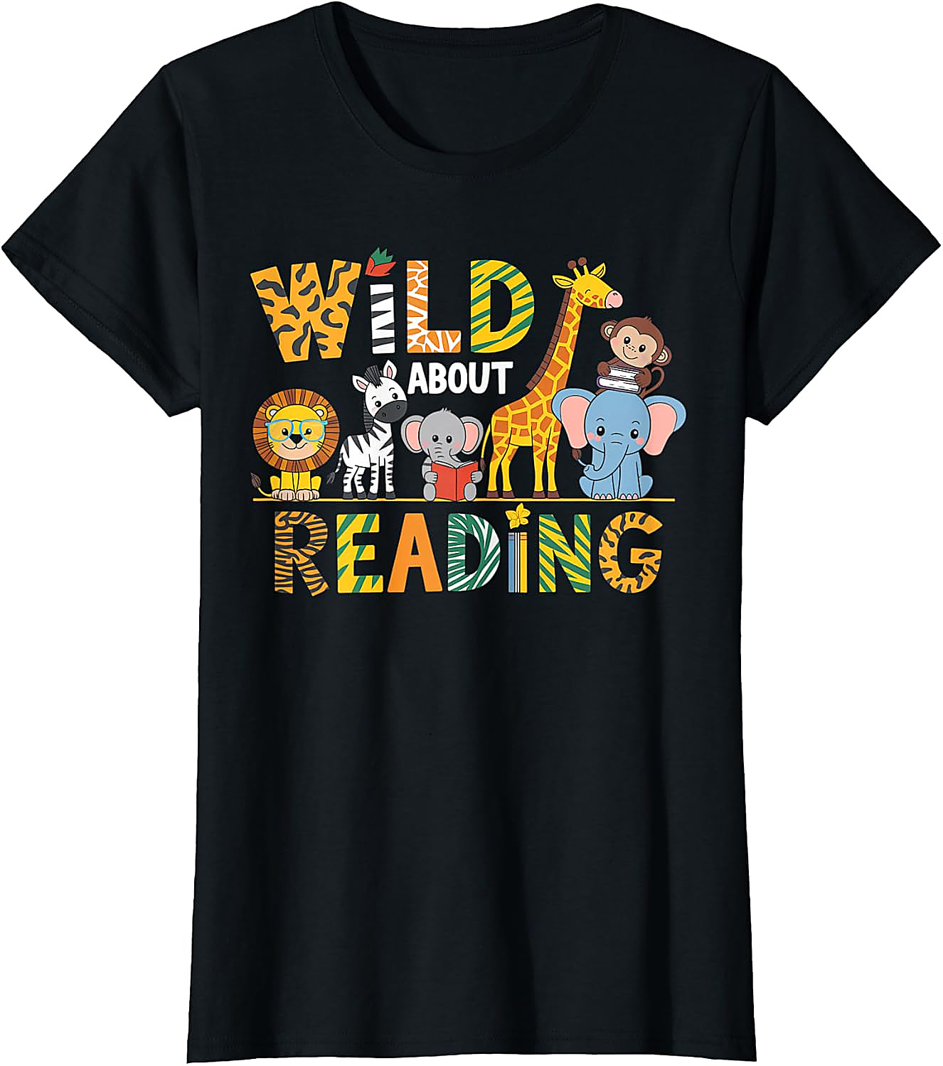 Wild About Reading T-Shirt | Animal Book Lover Tee