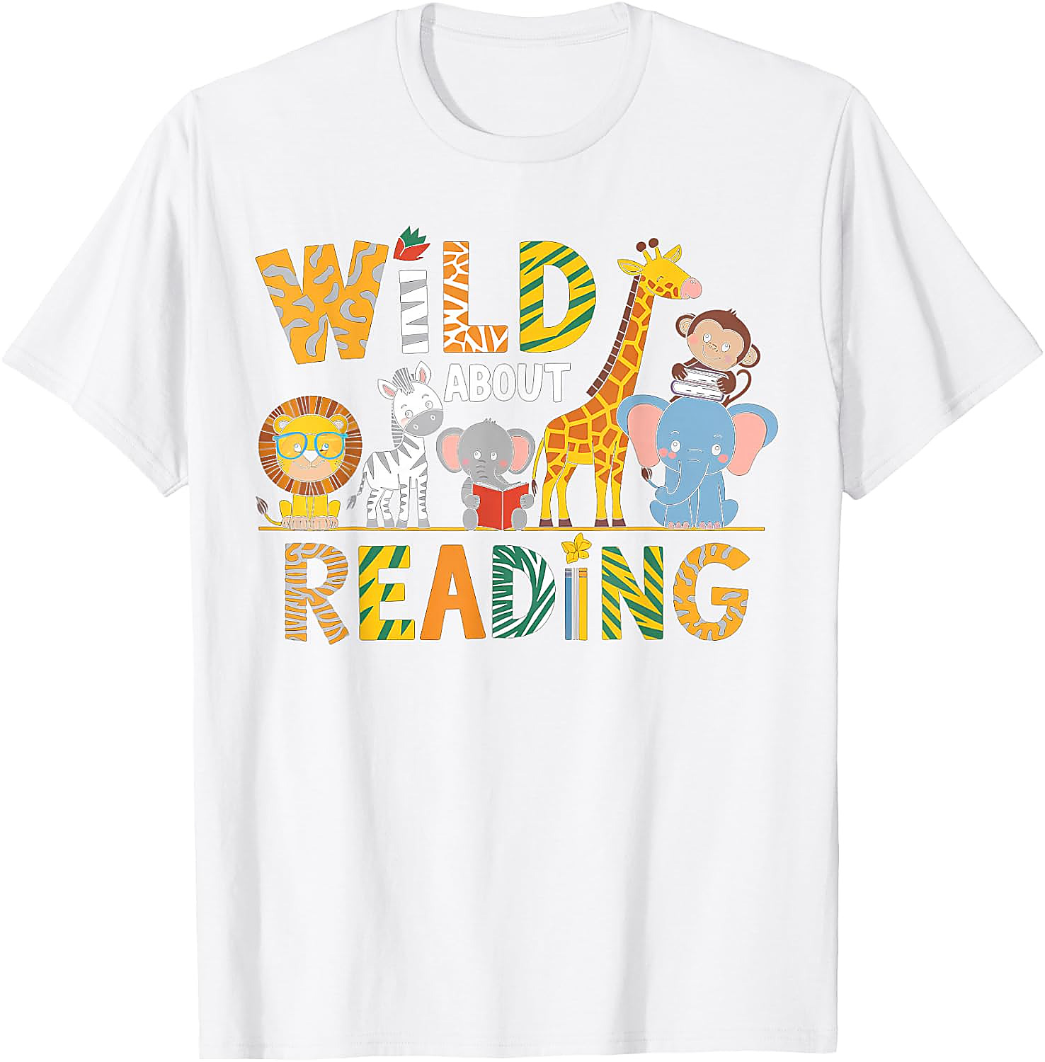 Wild About Reading T-Shirt | Animal Book Lover Tee