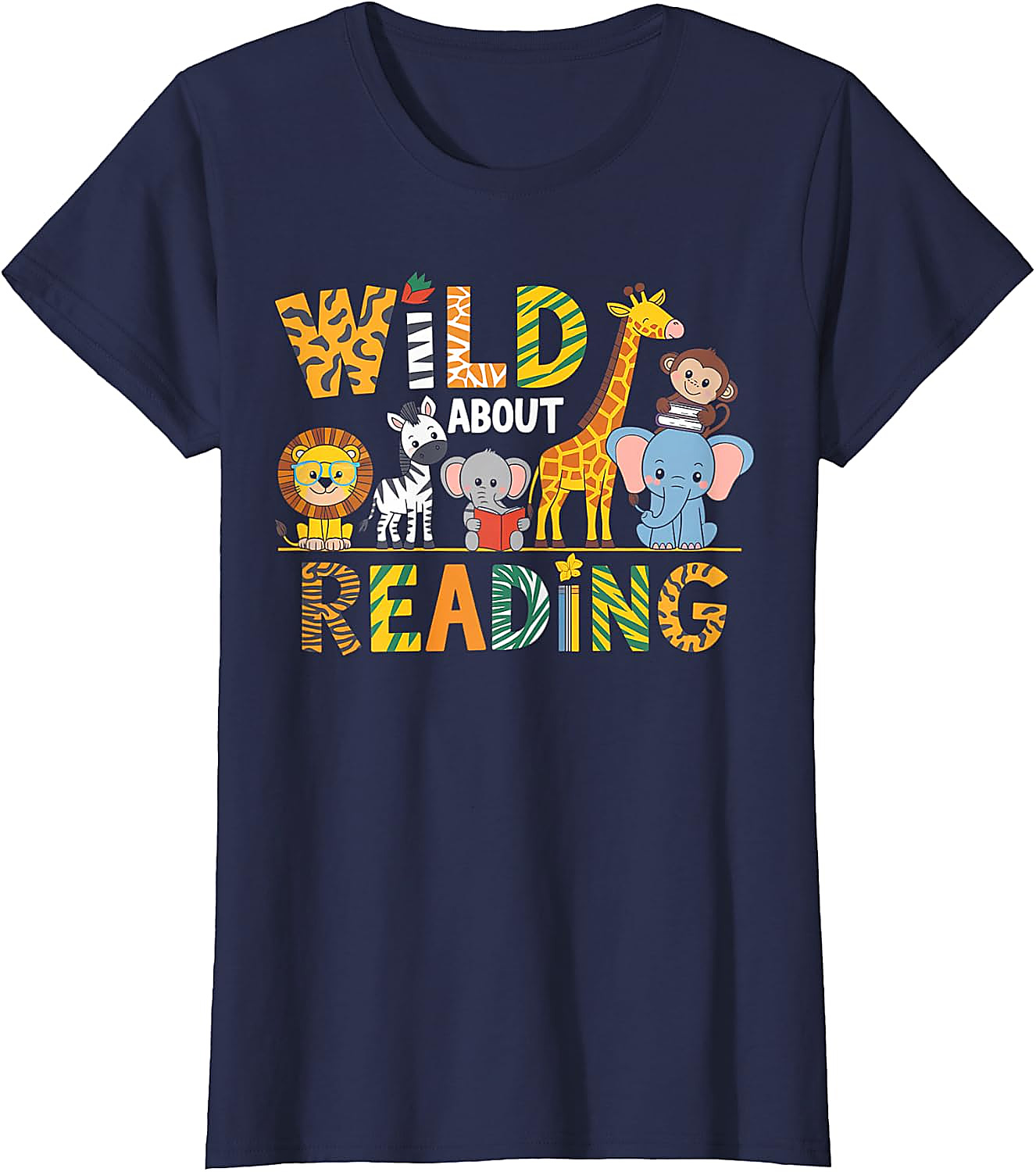 Wild About Reading T-Shirt | Animal Book Lover Tee