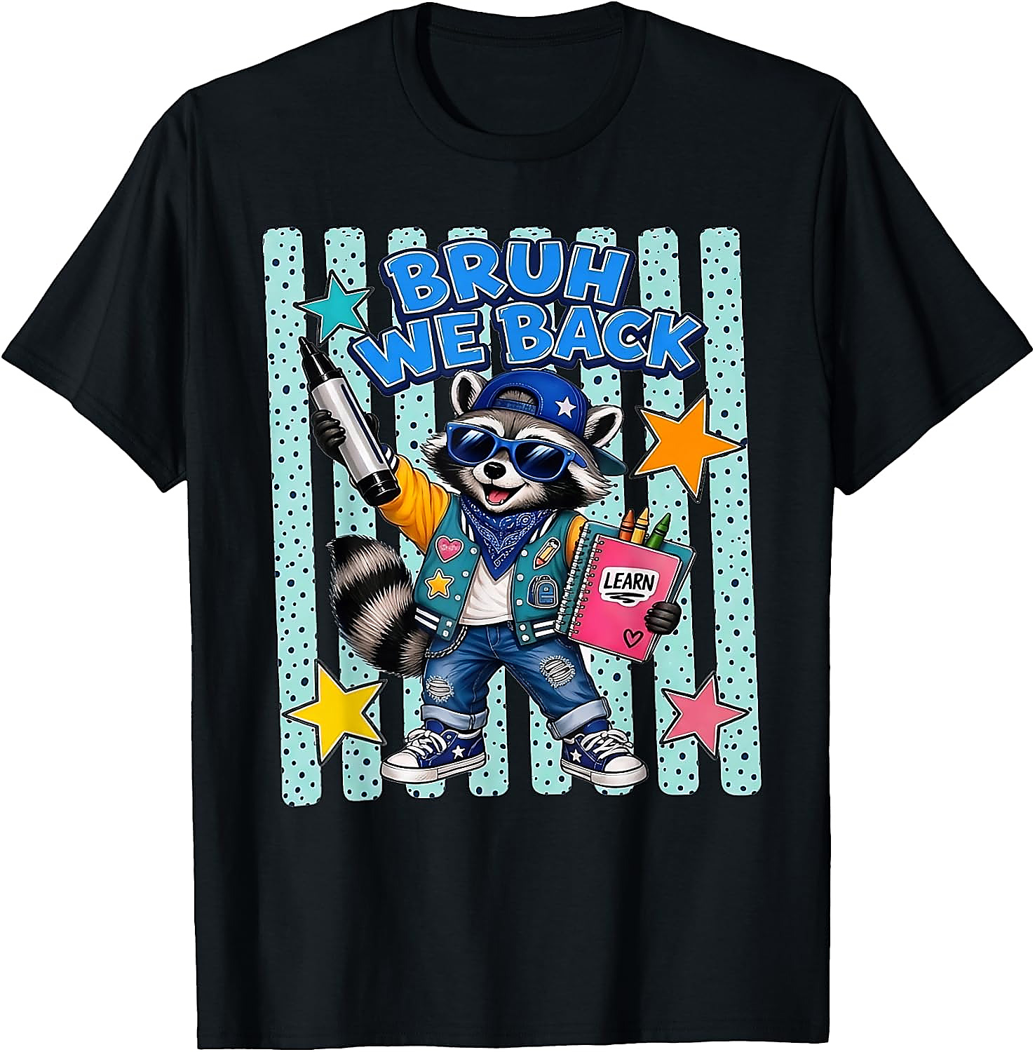Bruh We Back Raccoon T-Shirt | Funny Back to School Tee