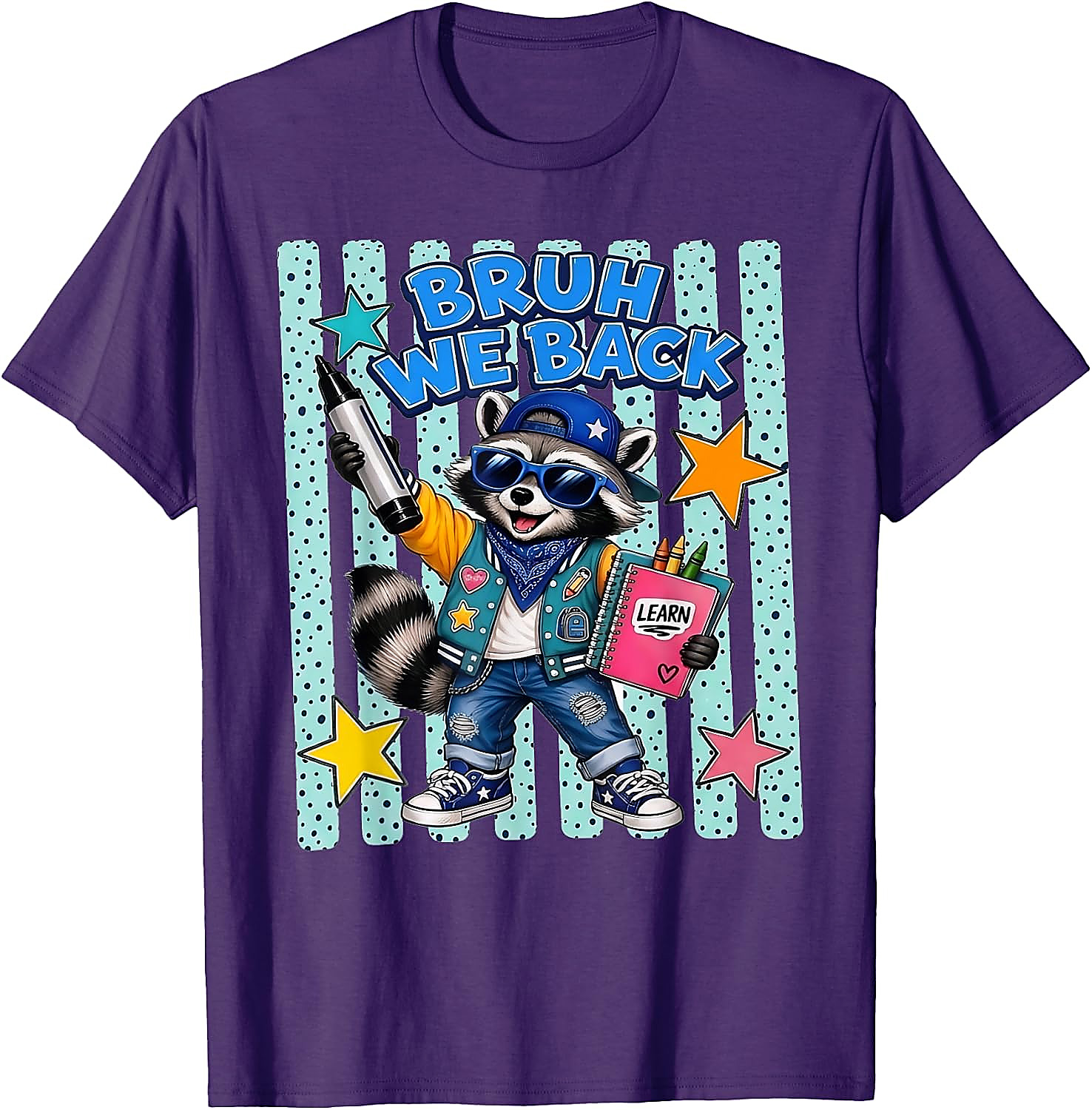 Bruh We Back Raccoon T-Shirt | Funny Back to School Tee