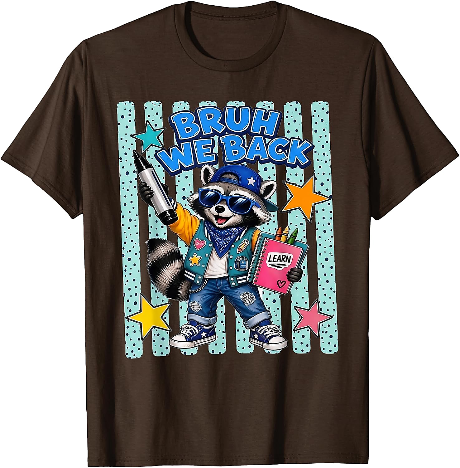 Bruh We Back Raccoon T-Shirt | Funny Back to School Tee