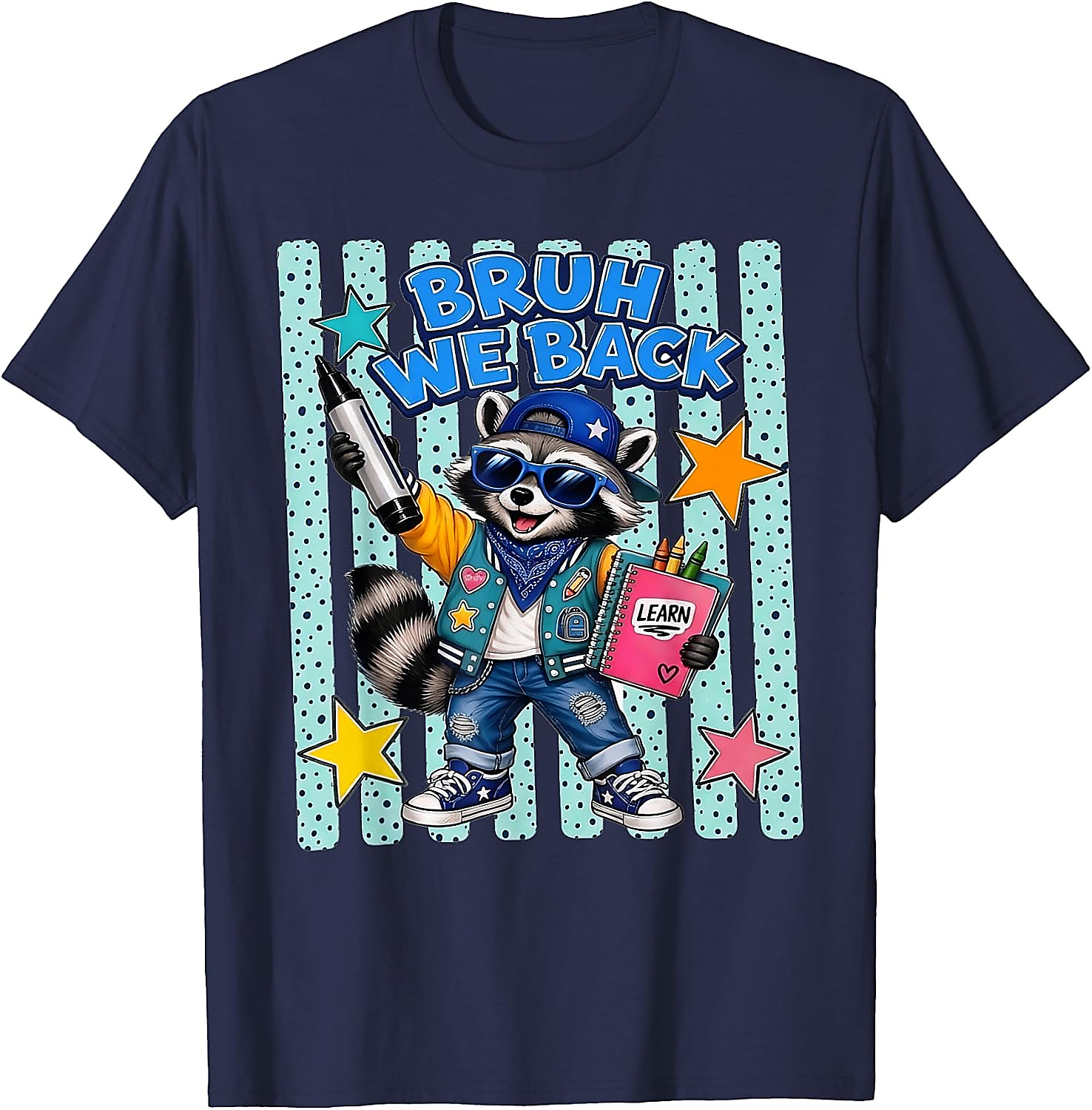 Bruh We Back Raccoon T-Shirt | Funny Back to School Tee