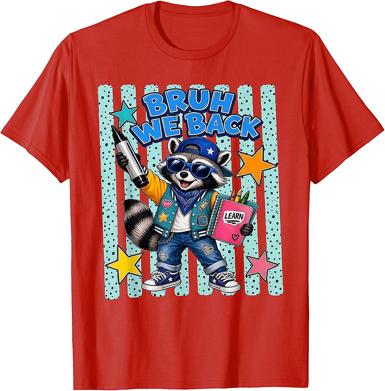 Bruh We Back Raccoon T-Shirt | Funny Back to School Tee