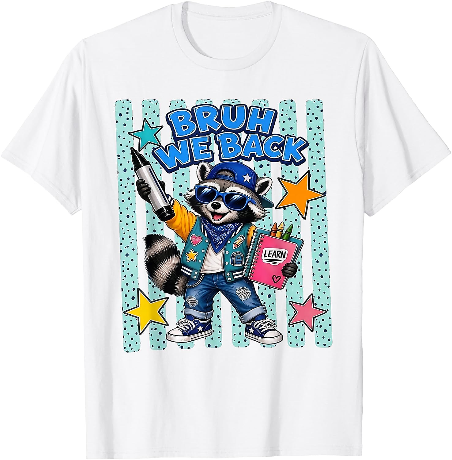 Bruh We Back Raccoon T-Shirt | Funny Back to School Tee