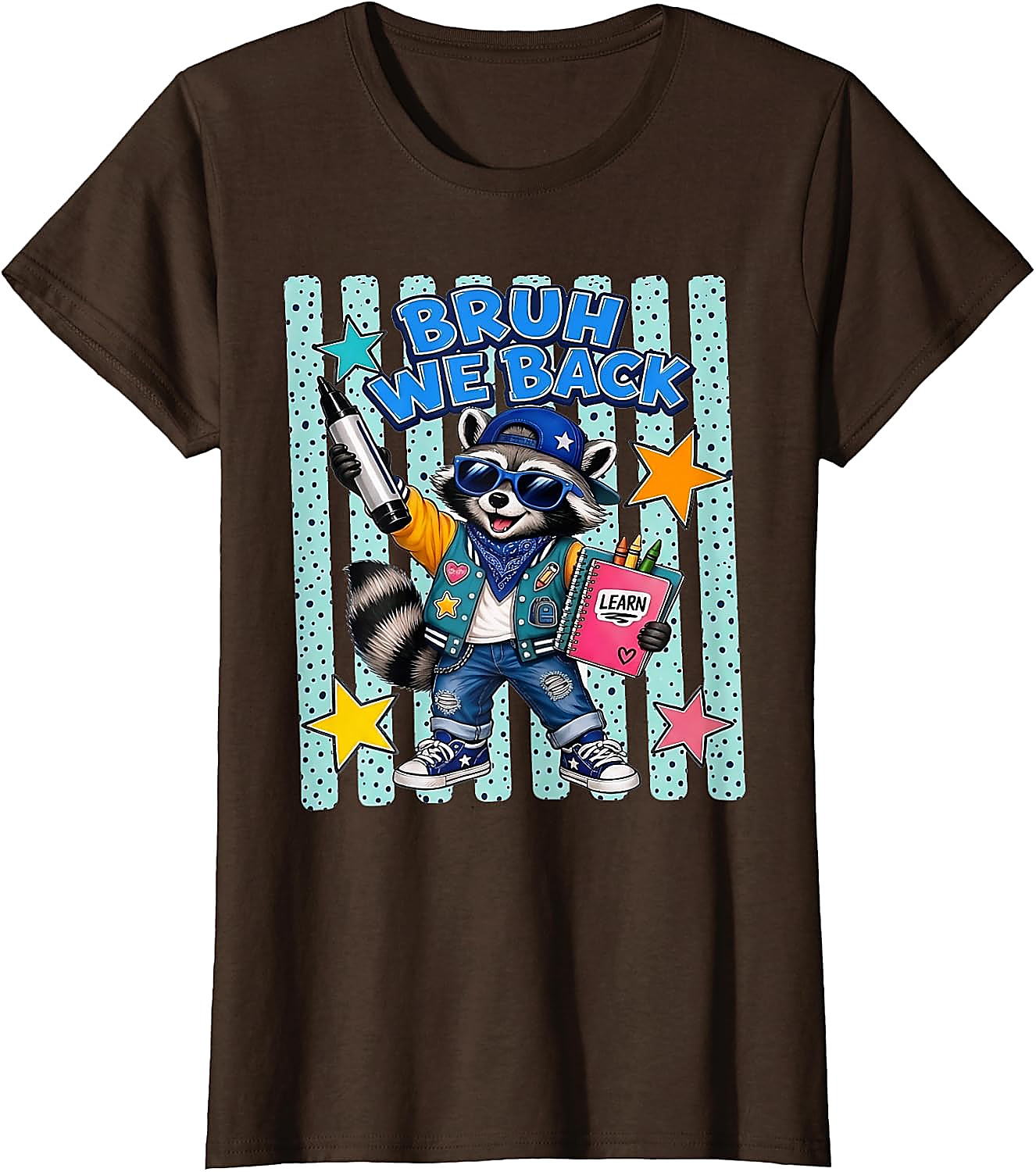 Bruh We Back Raccoon T-Shirt | Funny Back to School Tee