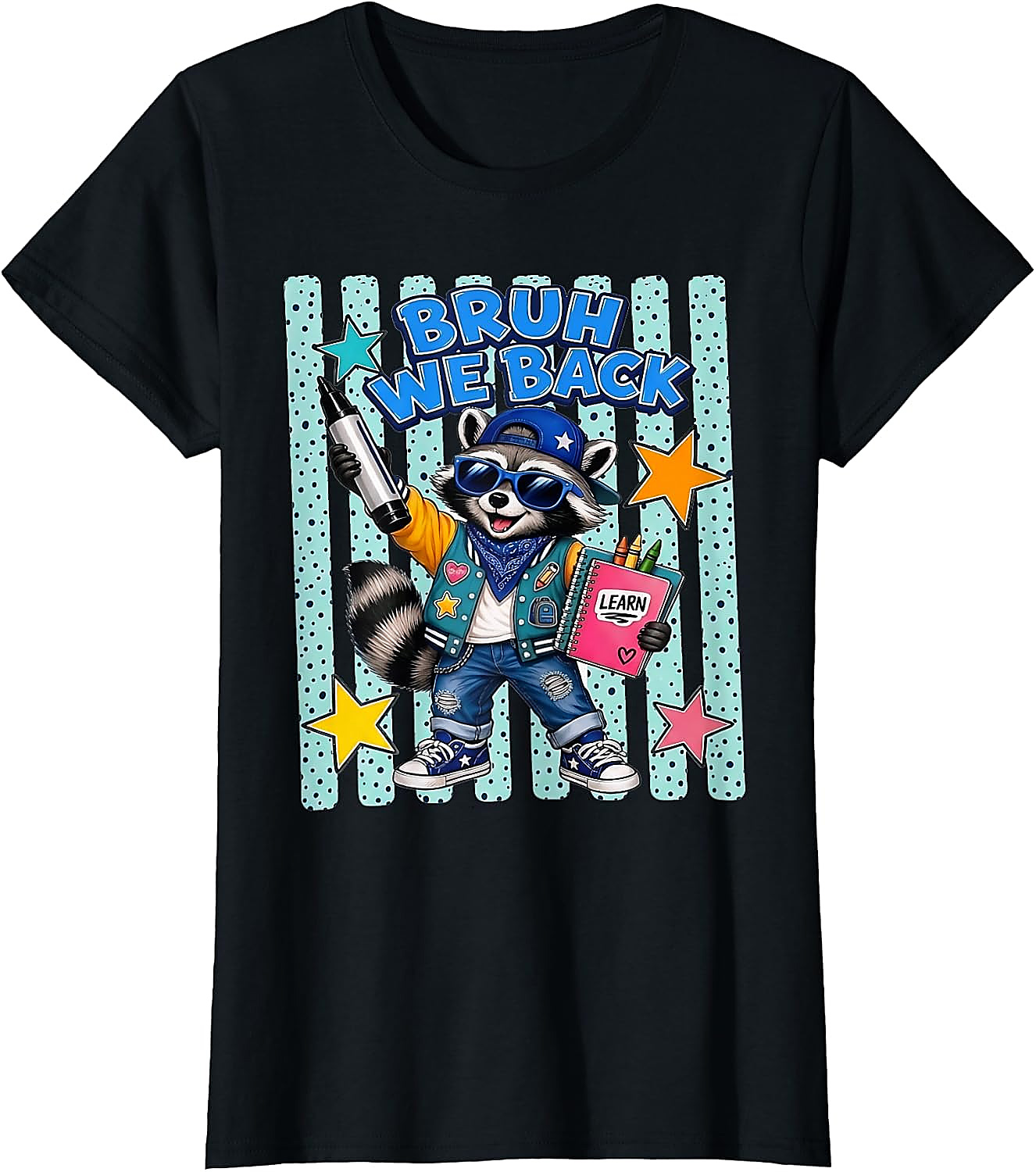 Bruh We Back Raccoon T-Shirt | Funny Back to School Tee