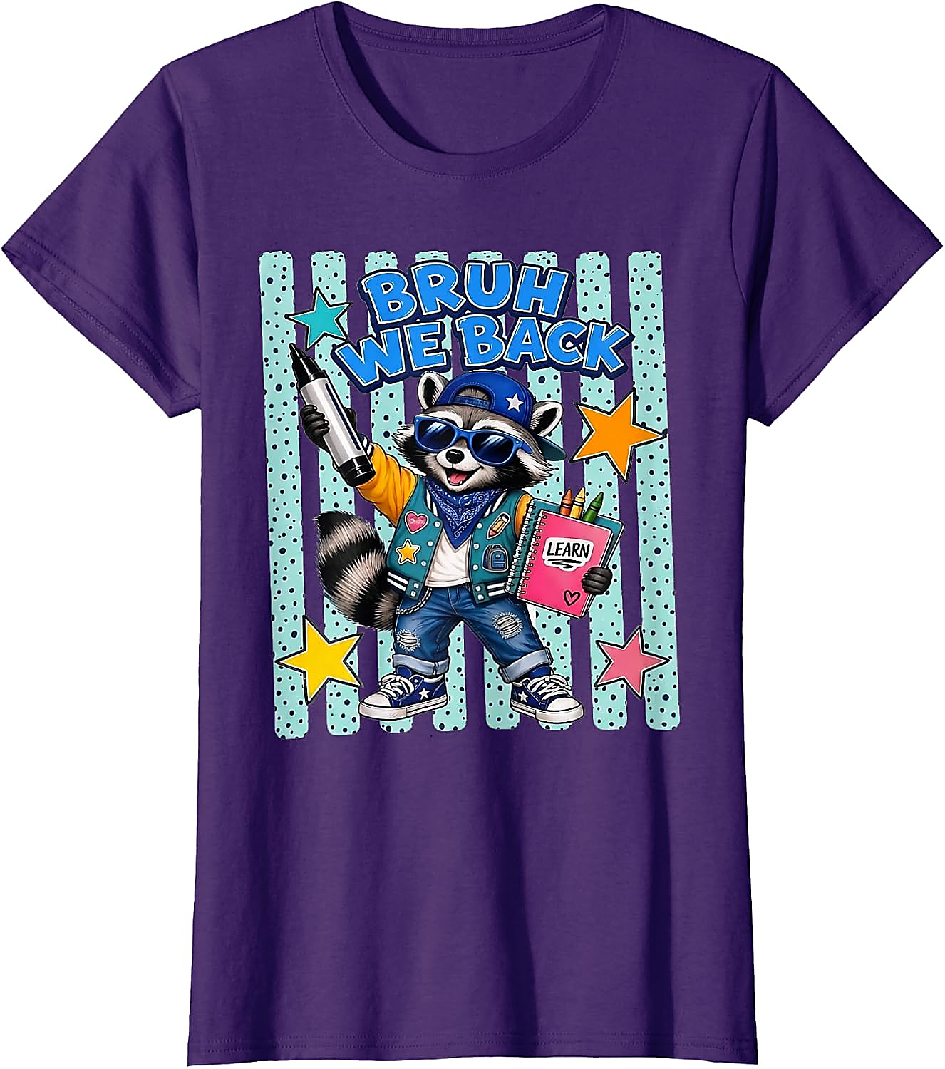 Bruh We Back Raccoon T-Shirt | Funny Back to School Tee
