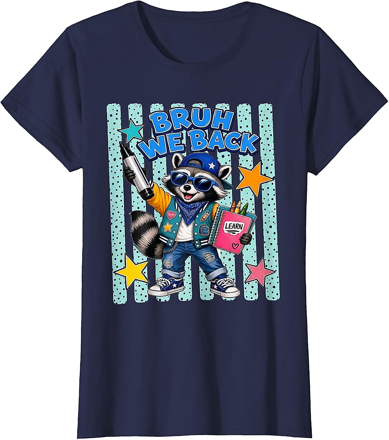 Bruh We Back Raccoon T-Shirt | Funny Back to School Tee